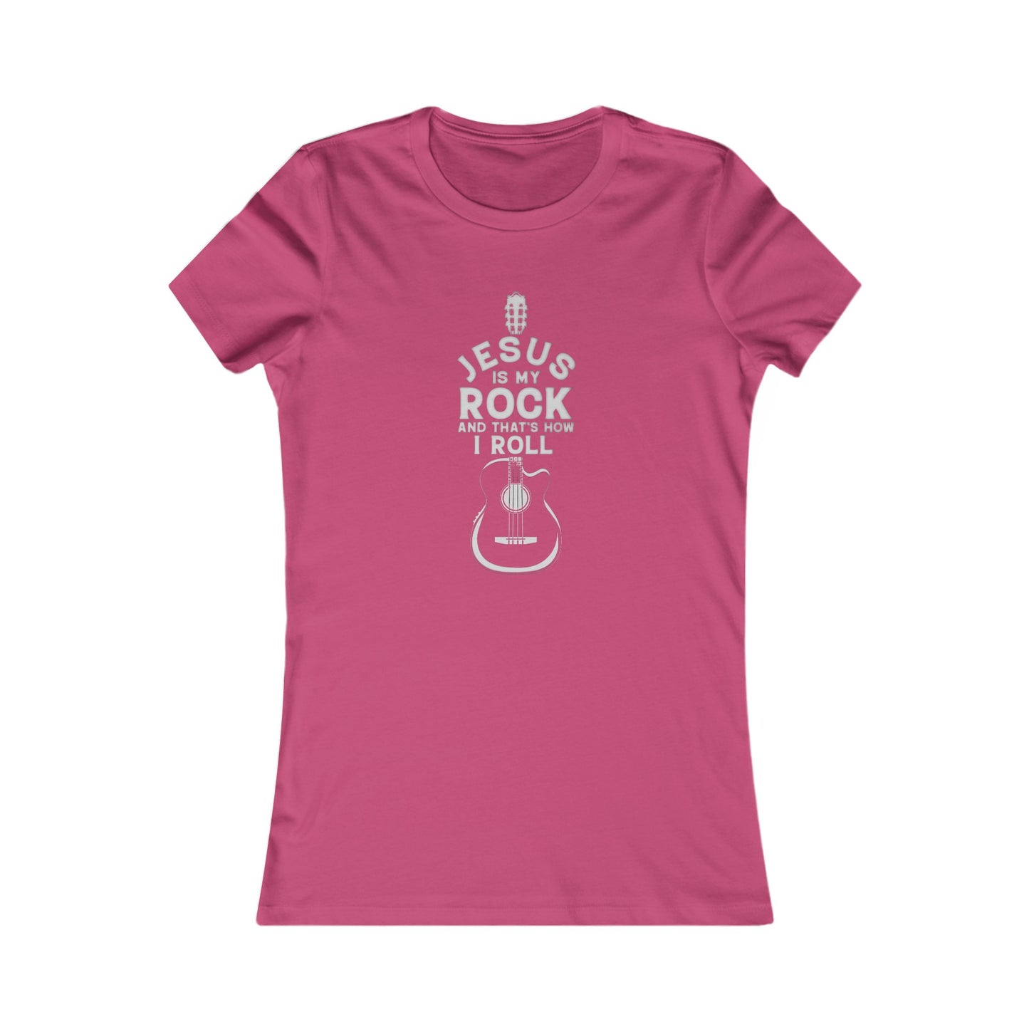 Jesus is My Rock Womens Fitted Tshirt (Light Gray Logo) - Sweet Baby Jeez Teez