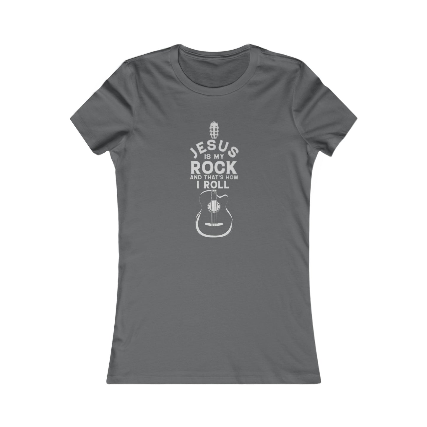 Jesus is My Rock Womens Fitted Tshirt (Light Gray Logo) - Sweet Baby Jeez Teez