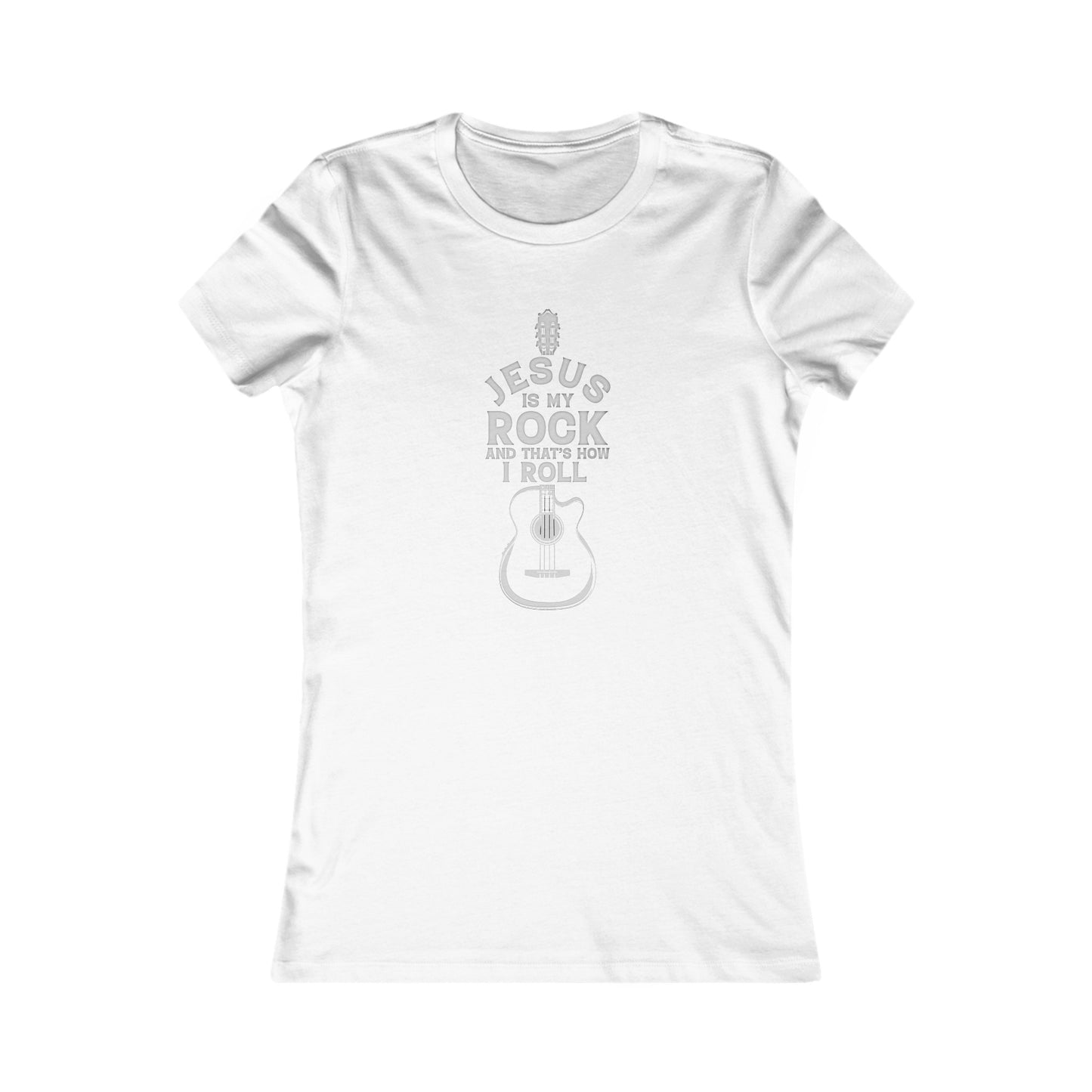 Jesus is My Rock Womens Fitted Tshirt (Light Gray Logo) - Sweet Baby Jeez Teez