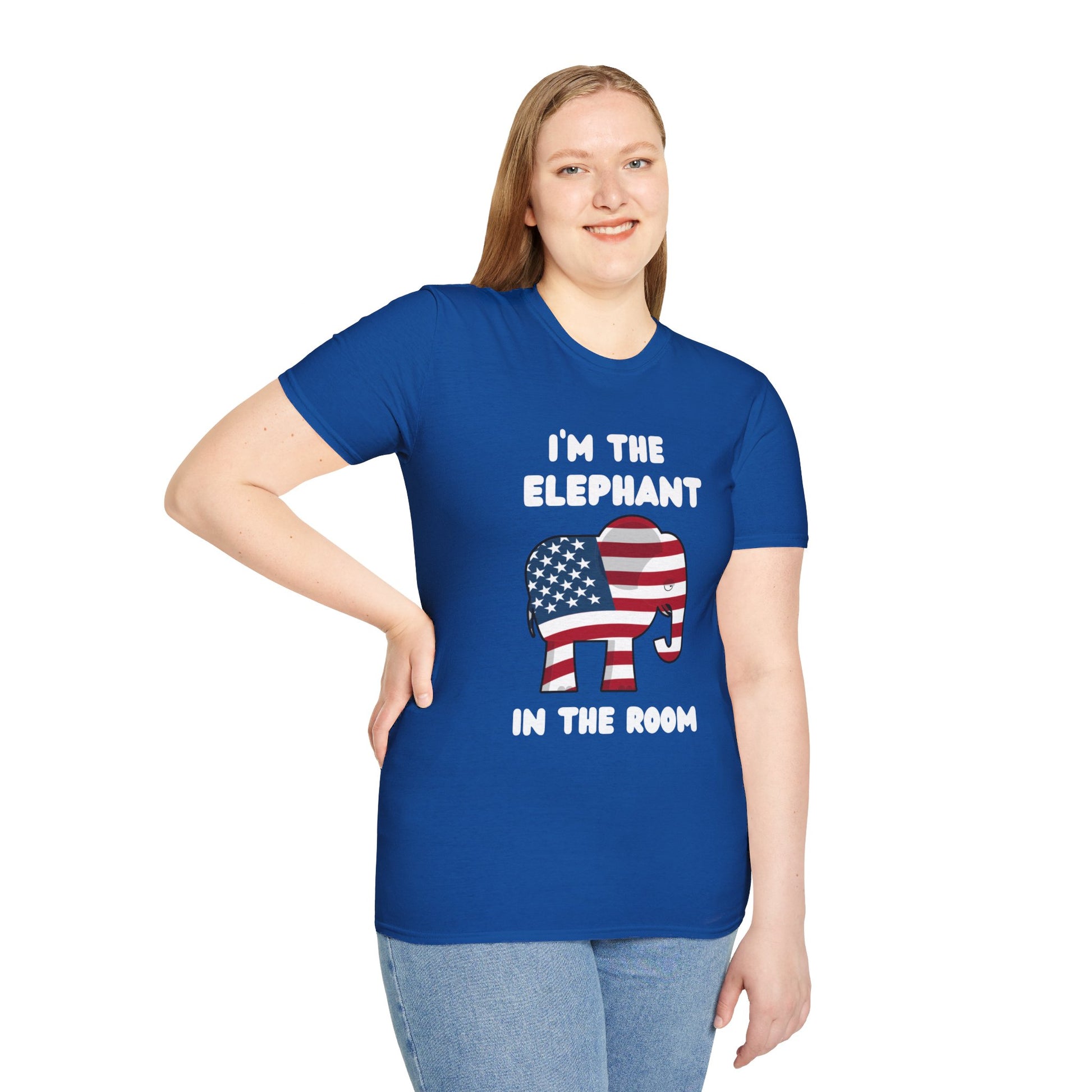 Elephant in Room Cartoon Women's Relaxed/Plus Tshirt (White Logo) - Sweet Baby Jeez Teez