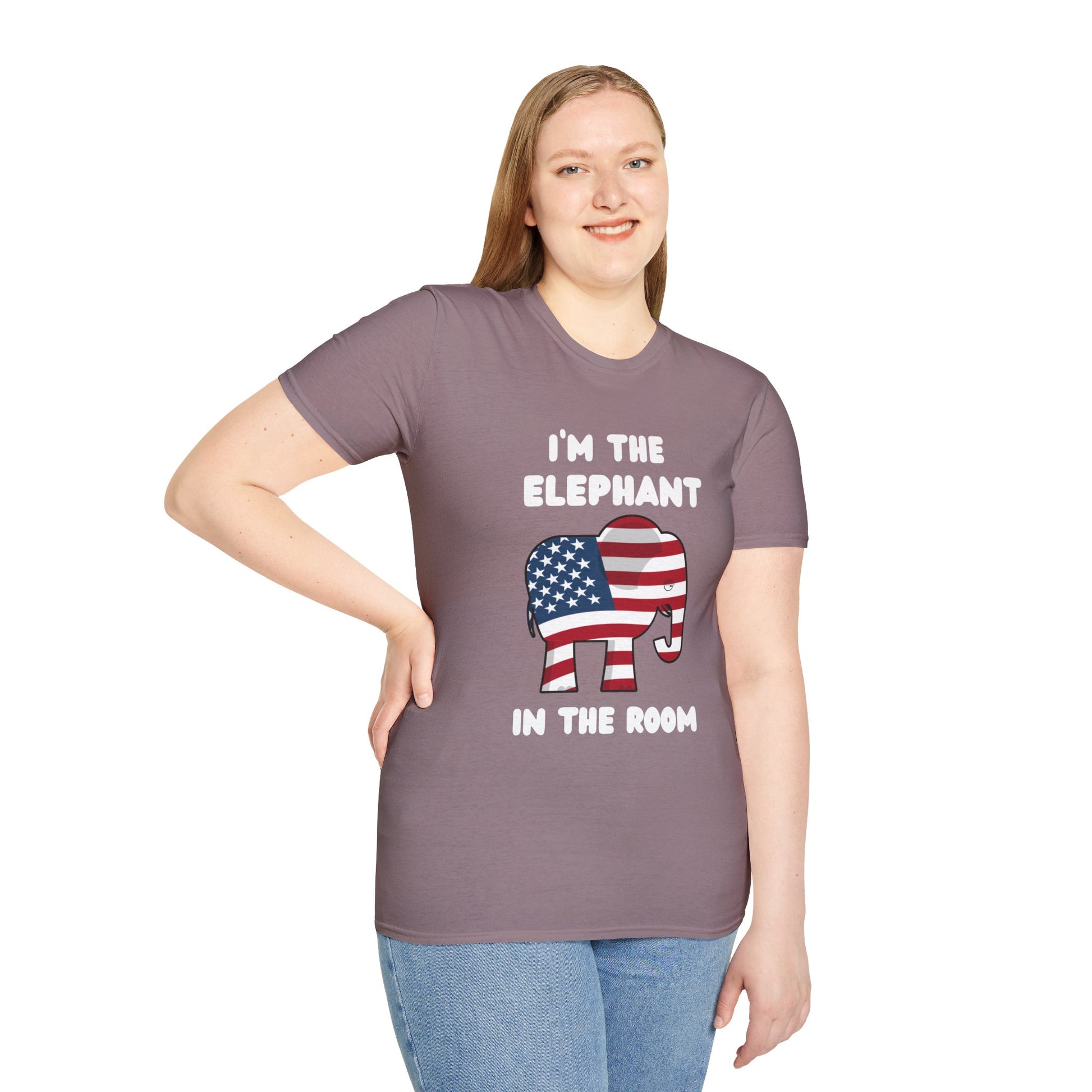Elephant in Room Cartoon Women's Relaxed/Plus Tshirt (White Logo) - Sweet Baby Jeez Teez