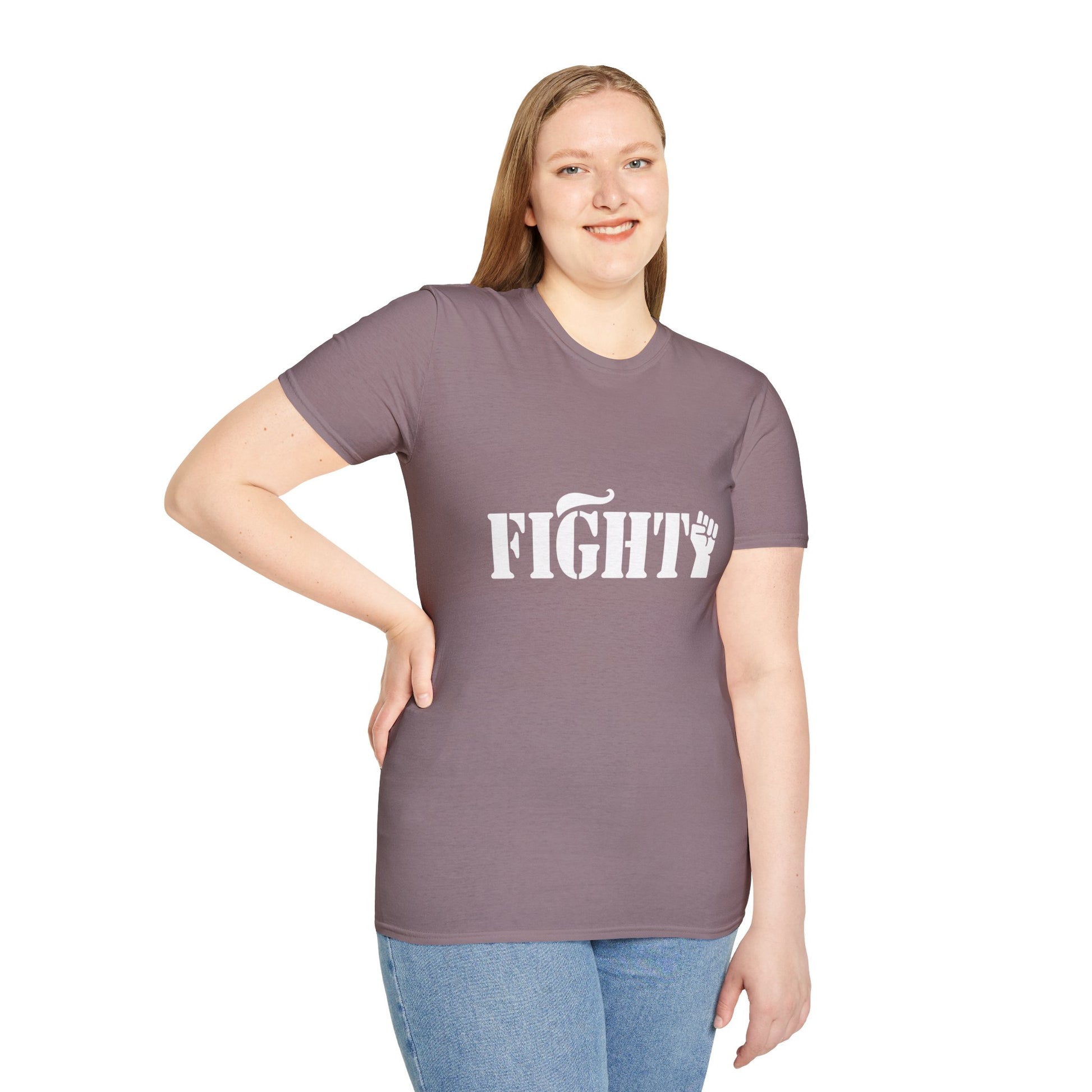 Fight Women's Relaxed/Plus Tshirt (White Fist Logo) - Sweet Baby Jeez Teez