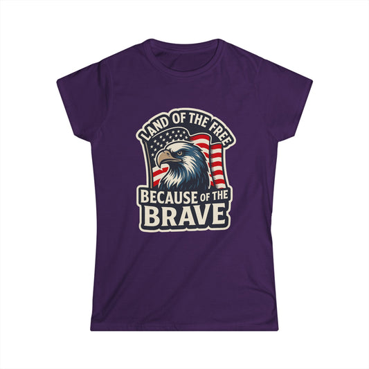 "Land of the Free" Patriotic Eagle Women's T-Shirt (American Flag)