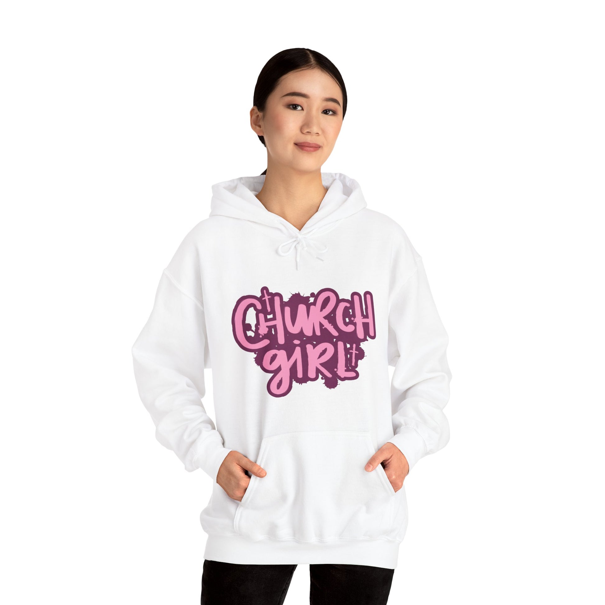 Church Girl Women's Hoodie (Pinks Logo) - Sweet Baby Jeez Teez