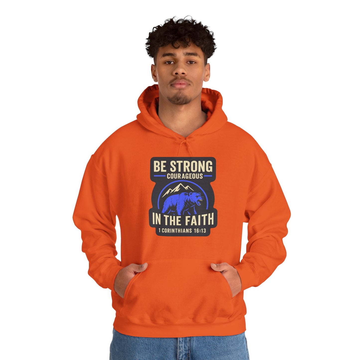 "Be Strong and Courageous" Bear Bible Verse Sweatshirt