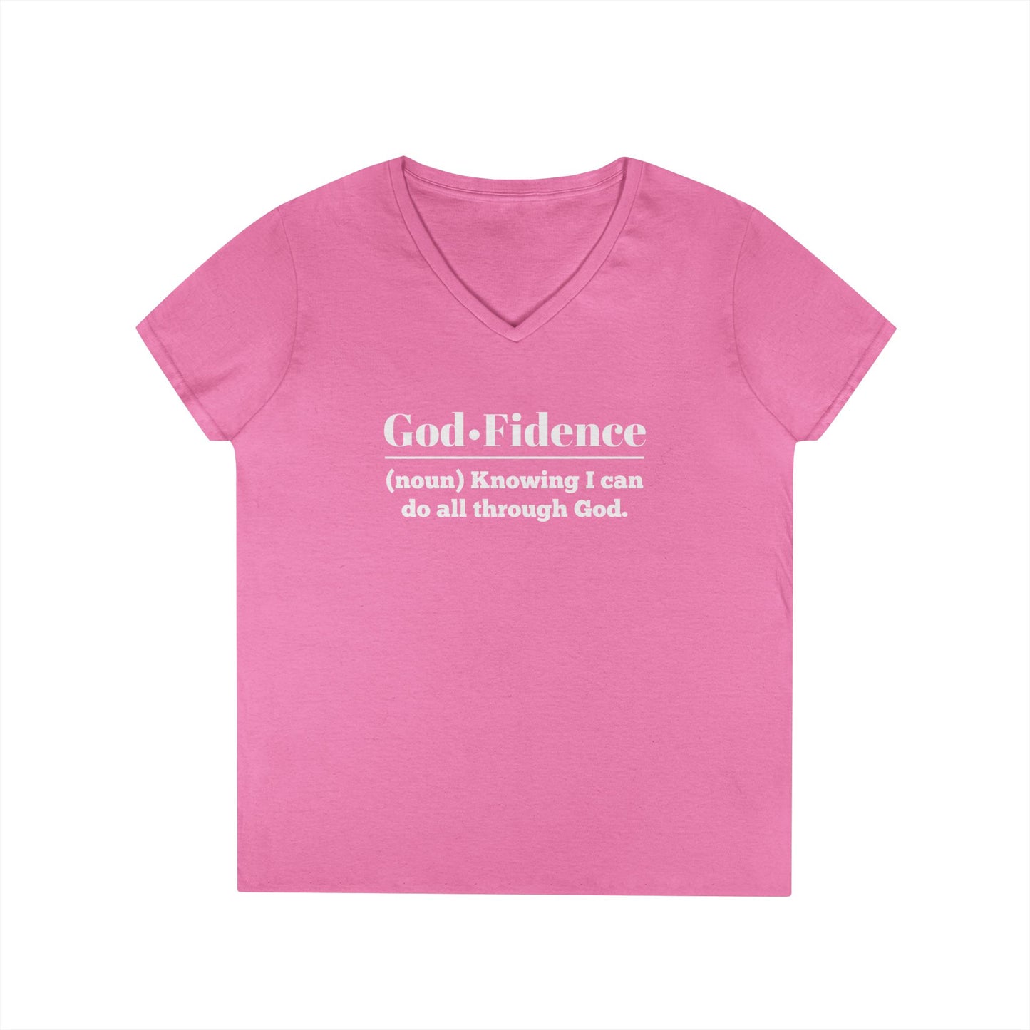 God-Fidence Women's V-Neck T-Shirt - Empowering Faith-Inspired Tee - Sweet Baby Jeez Teez
