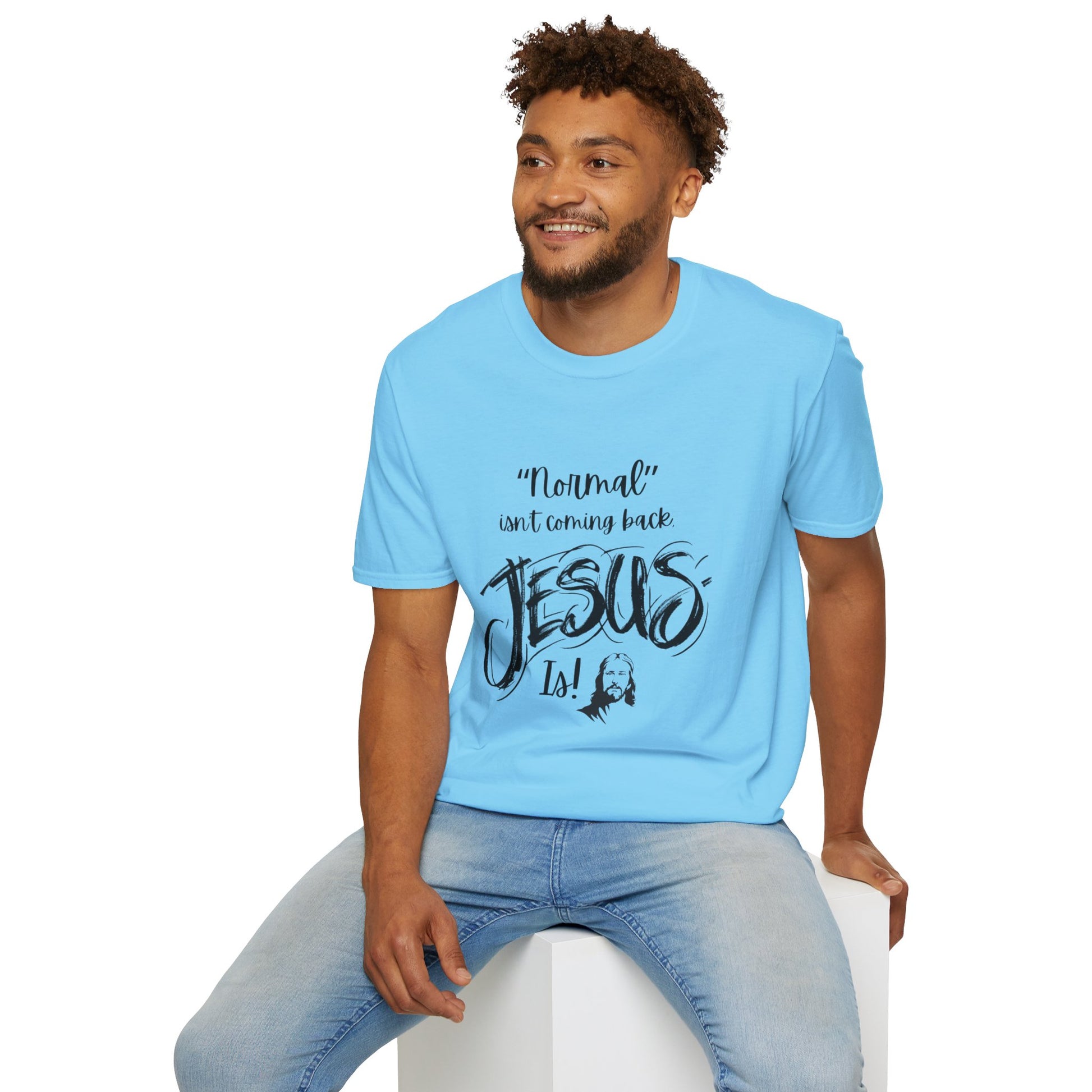 Normal Isn't Coming Back Men's Tshirt (Black Logo) - Sweet Baby Jeez Teez