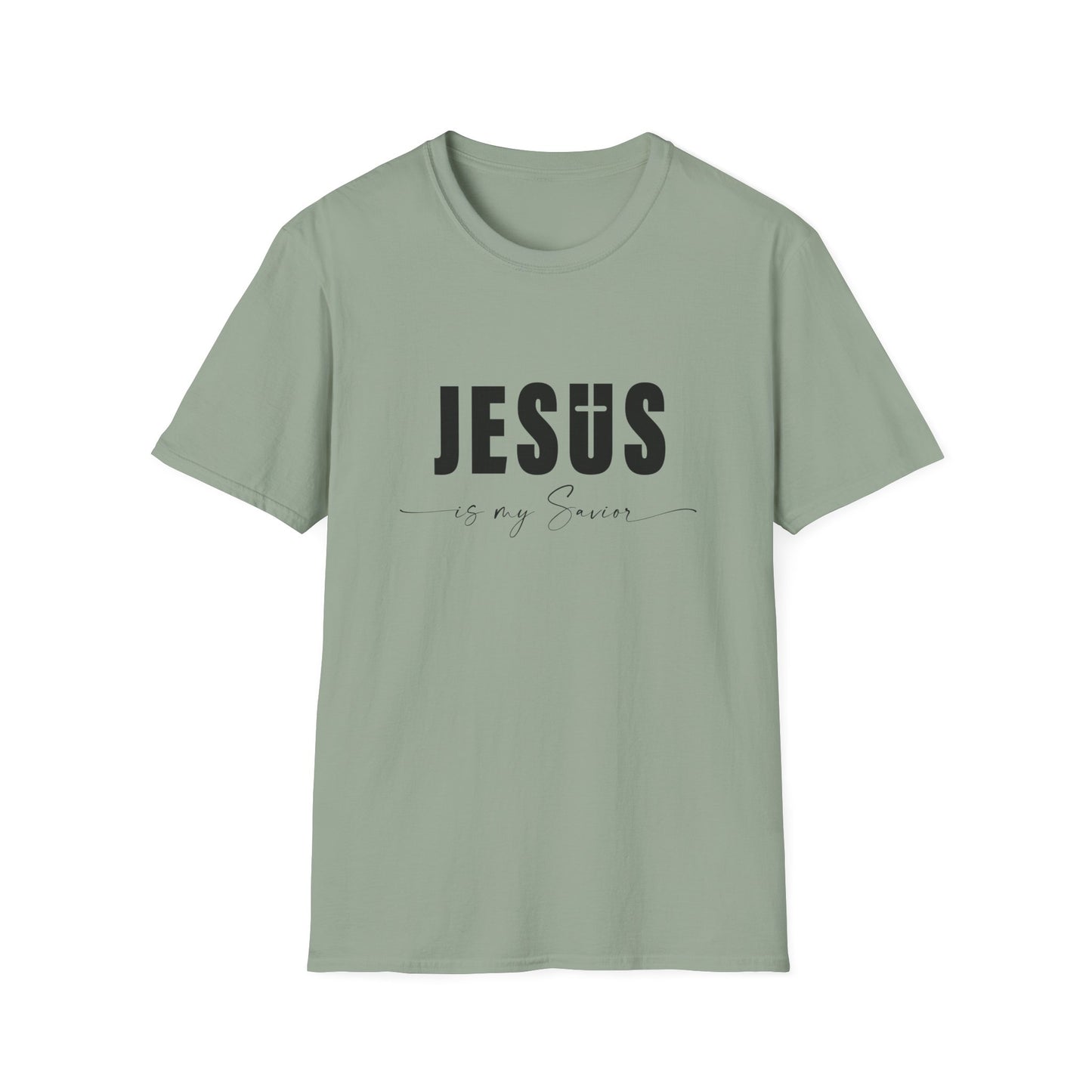 "Jesus is My Savior" Christian Faith Soft T-Shirt (Black Logo)