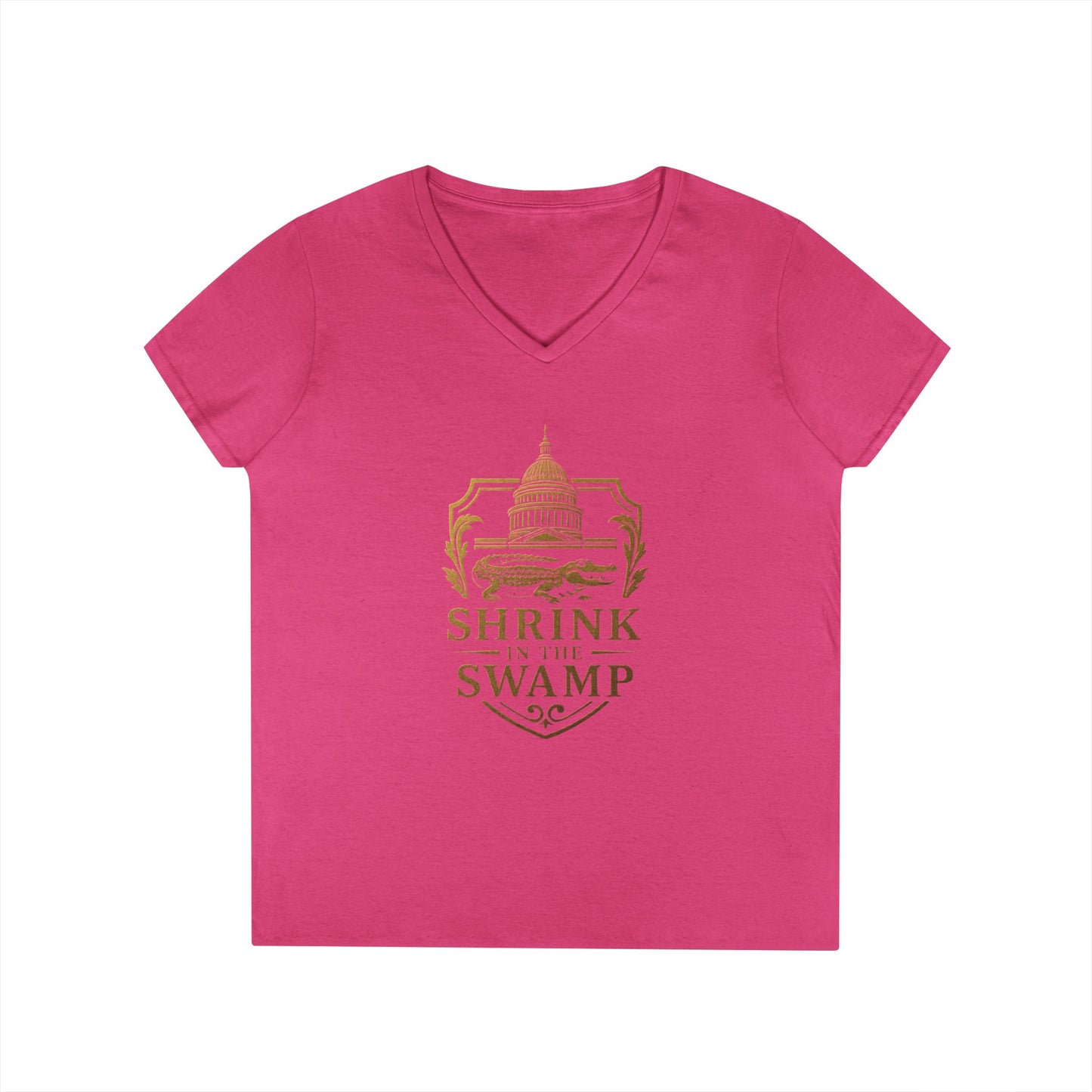 Shrink in the Swamp [TM] Ladies' V-Neck T-Shirt - Sweet Baby Jeez Teez