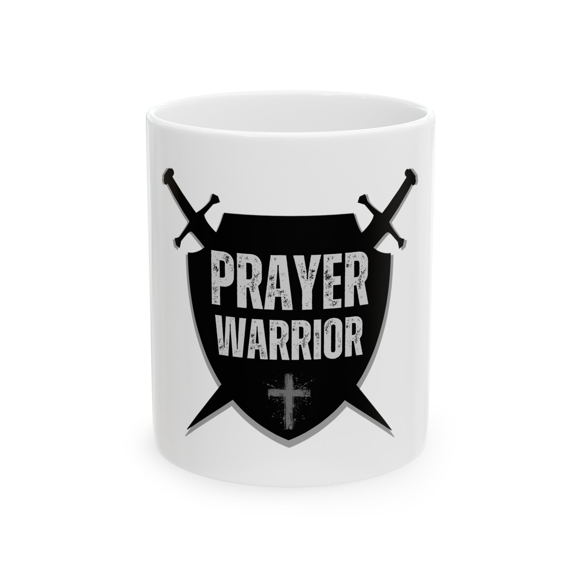 Prayer Warrior Crest Ceramic Mug, (11oz, 15oz) - Sweet Baby Jeez Teez
