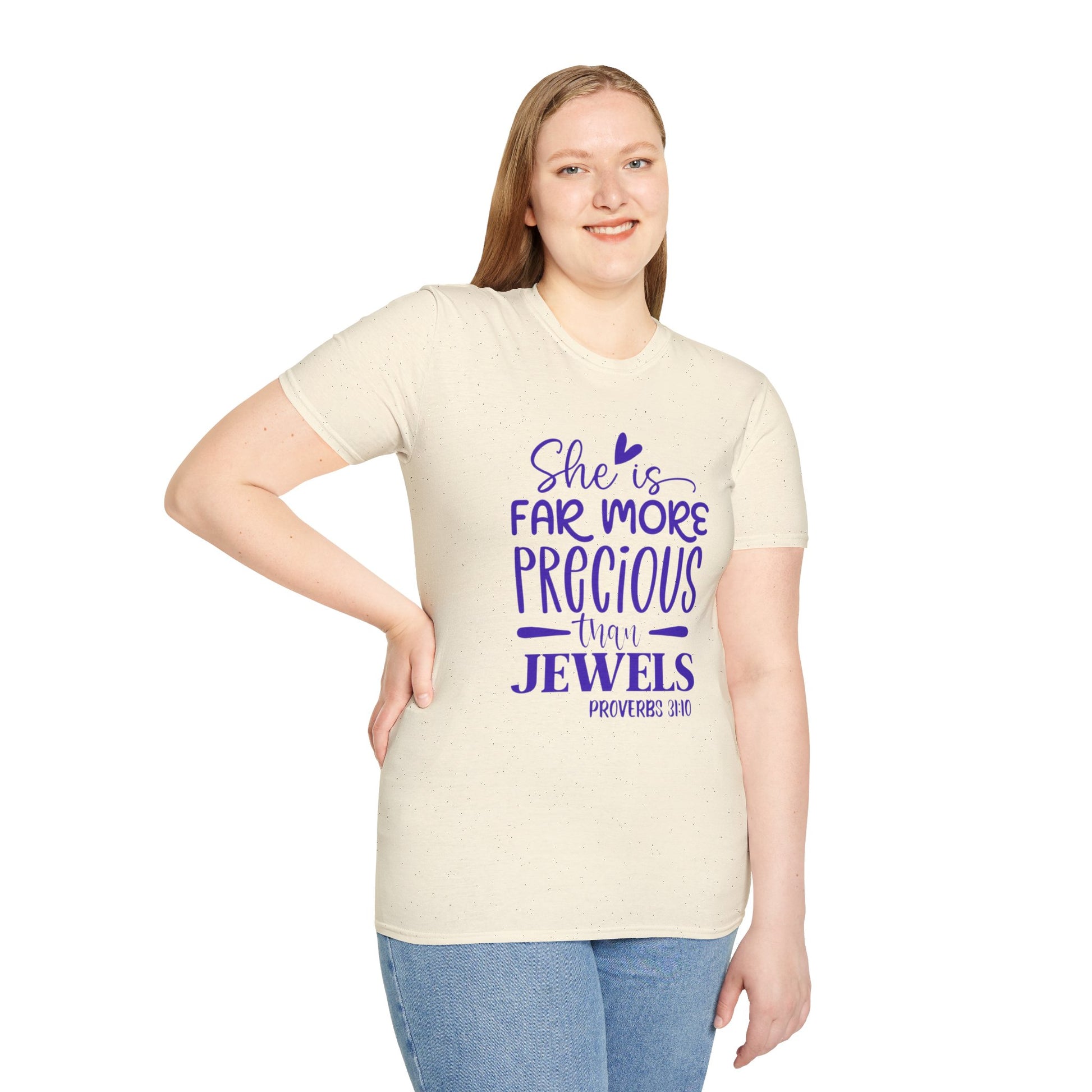 Far More Precious Women's Relaxed/Plus Tshirt (Cobalt Logo) - Sweet Baby Jeez Teez