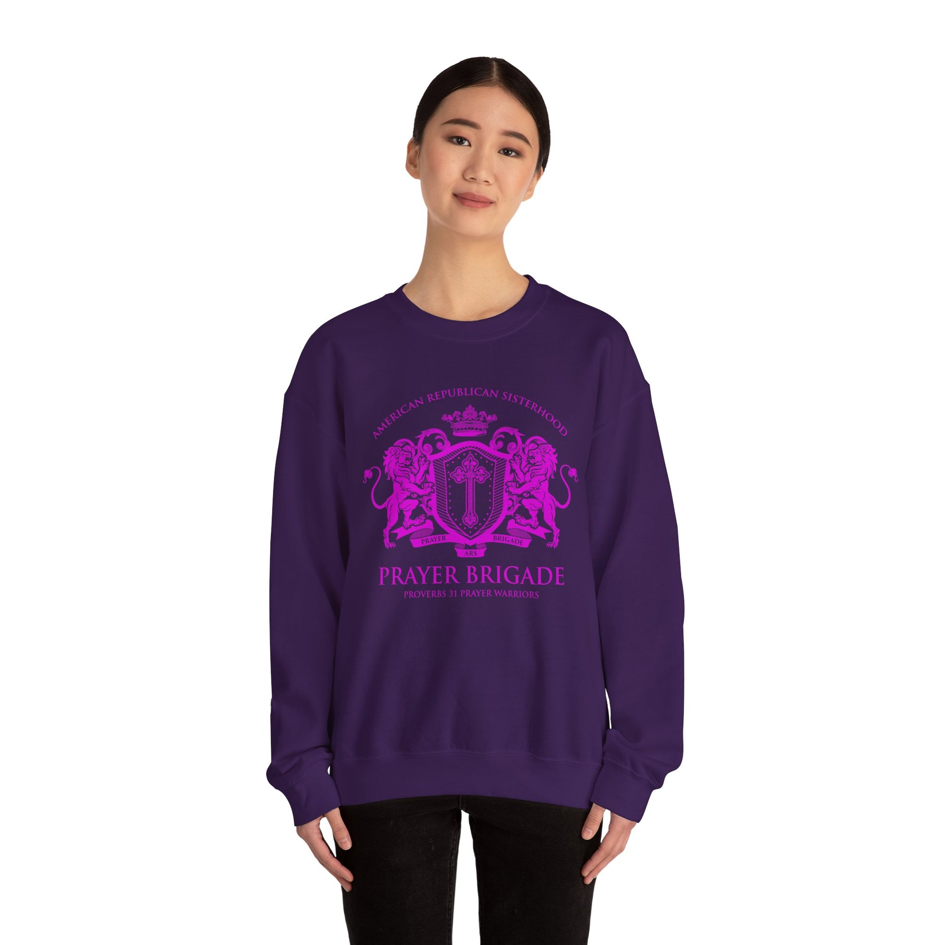ARS Prayer Brigade Unisex Sweatshirt (Dark Gray with Hot Pink Logo) - Sweet Baby Jeez Teez