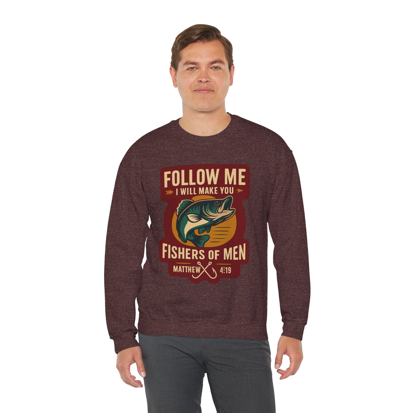 "Follow Me" Fisherman Bible Verse Crewneck Sweatshirt