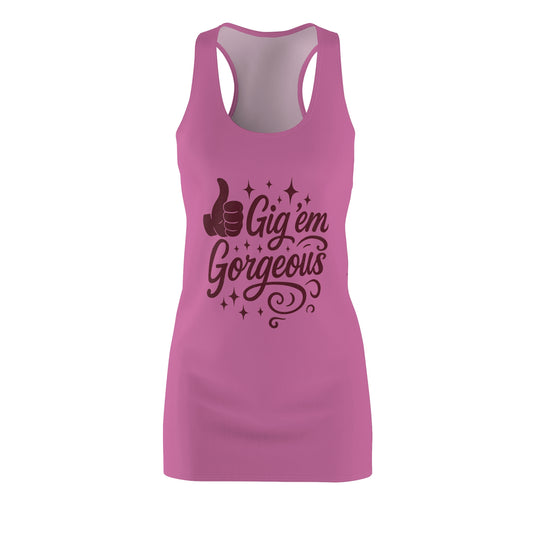 Gig 'em Gorgeous Racerback Dress (Pink) - Sweet Baby Jeez Teez