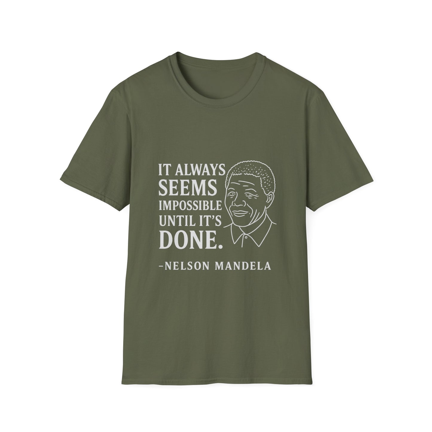 "Seems Impossible" Nelson Mandela Unisex SoftStyle Tshirt (IW Logo)