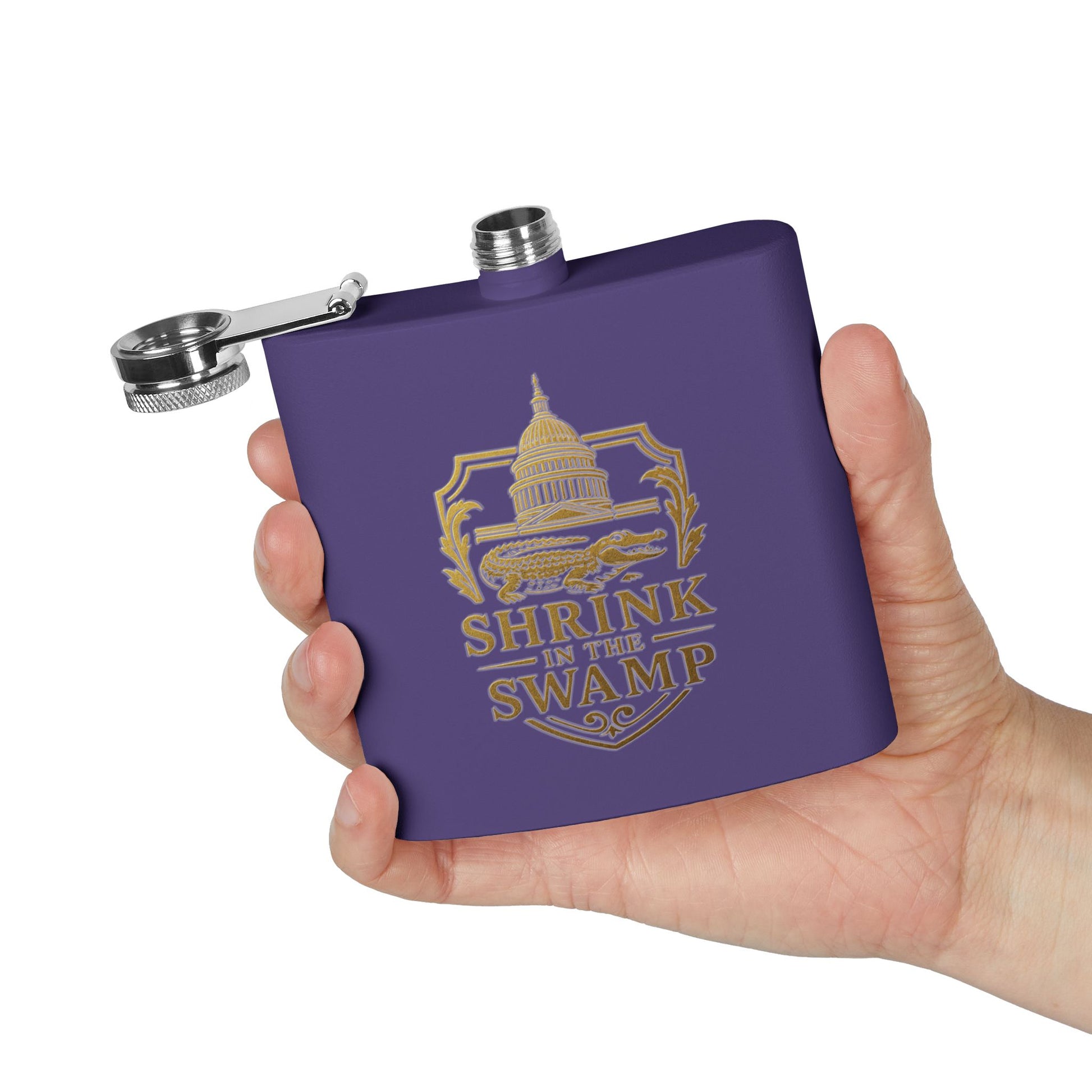 Shrink in the Swamp [TM] Stainless Steel Flask - Sweet Baby Jeez Teez
