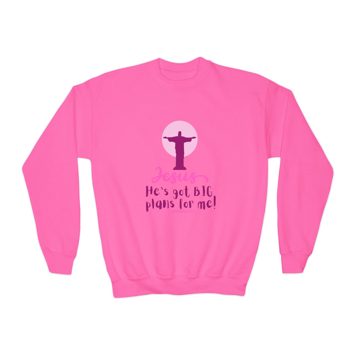 Jesus Has Big Plans Girls Sweatshirt (Pink Logo) - Sweet Baby Jeez Teez