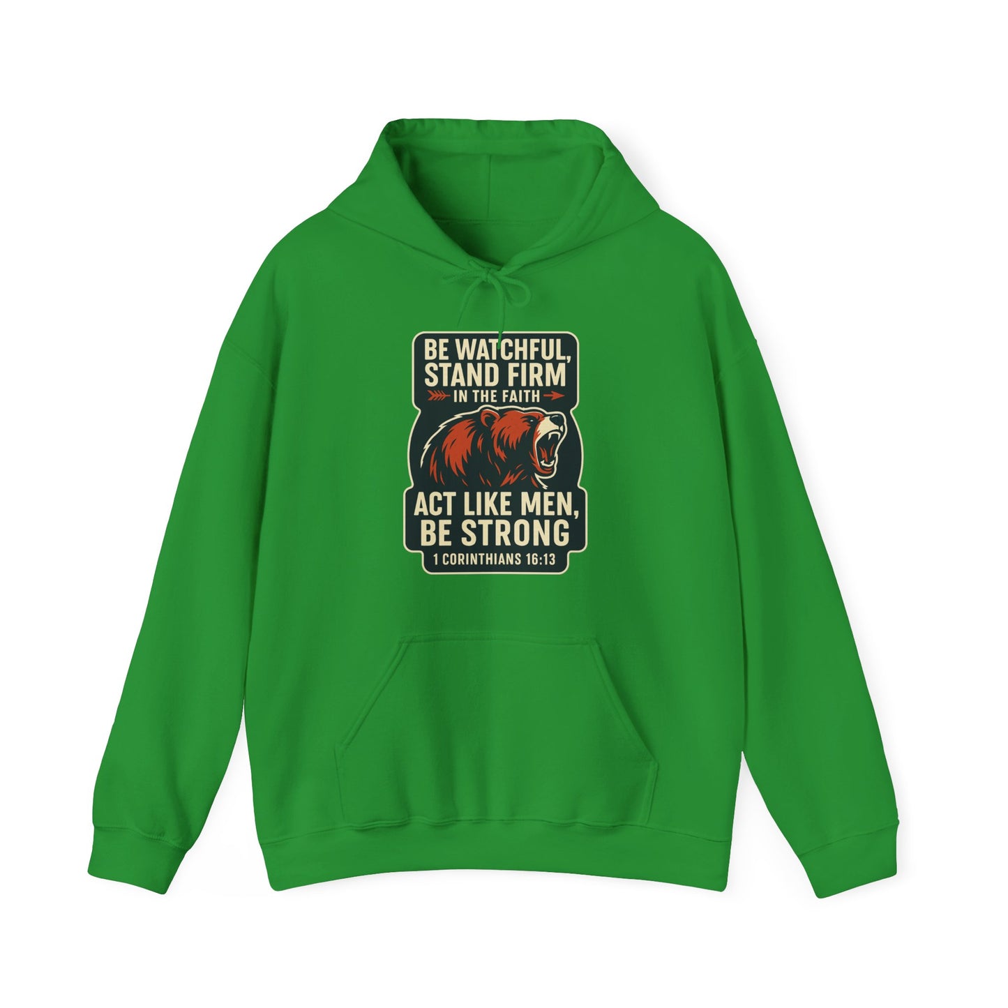"Stand Firm in Faith" Bear Bible Verse Hoodie Sweatshirt
