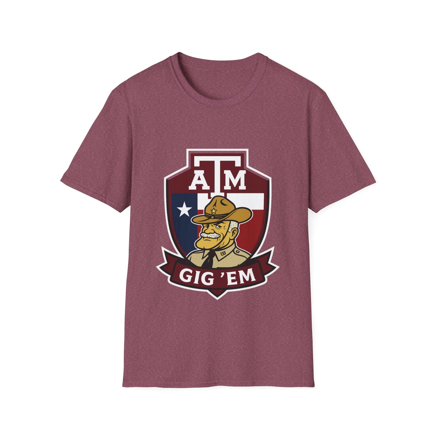 Gig 'Em Aggies Old Sarge Crest Soft Relaxed Tshirt (Texas Flag Logo 1)