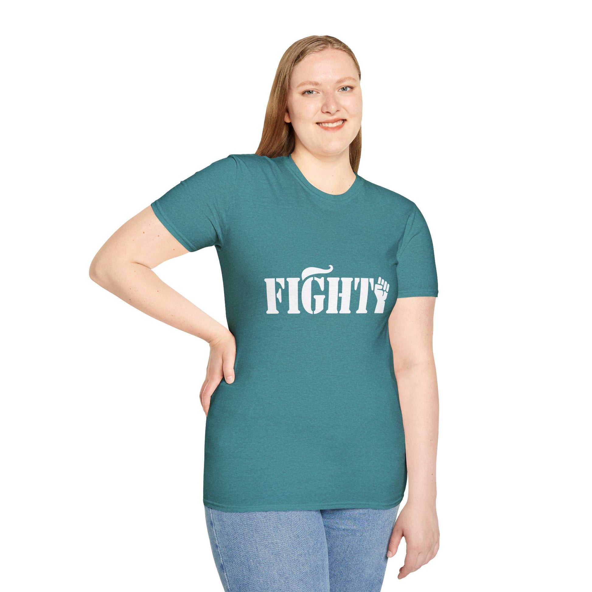 Fight Women's Relaxed/Plus Tshirt (White Fist Logo) - Sweet Baby Jeez Teez