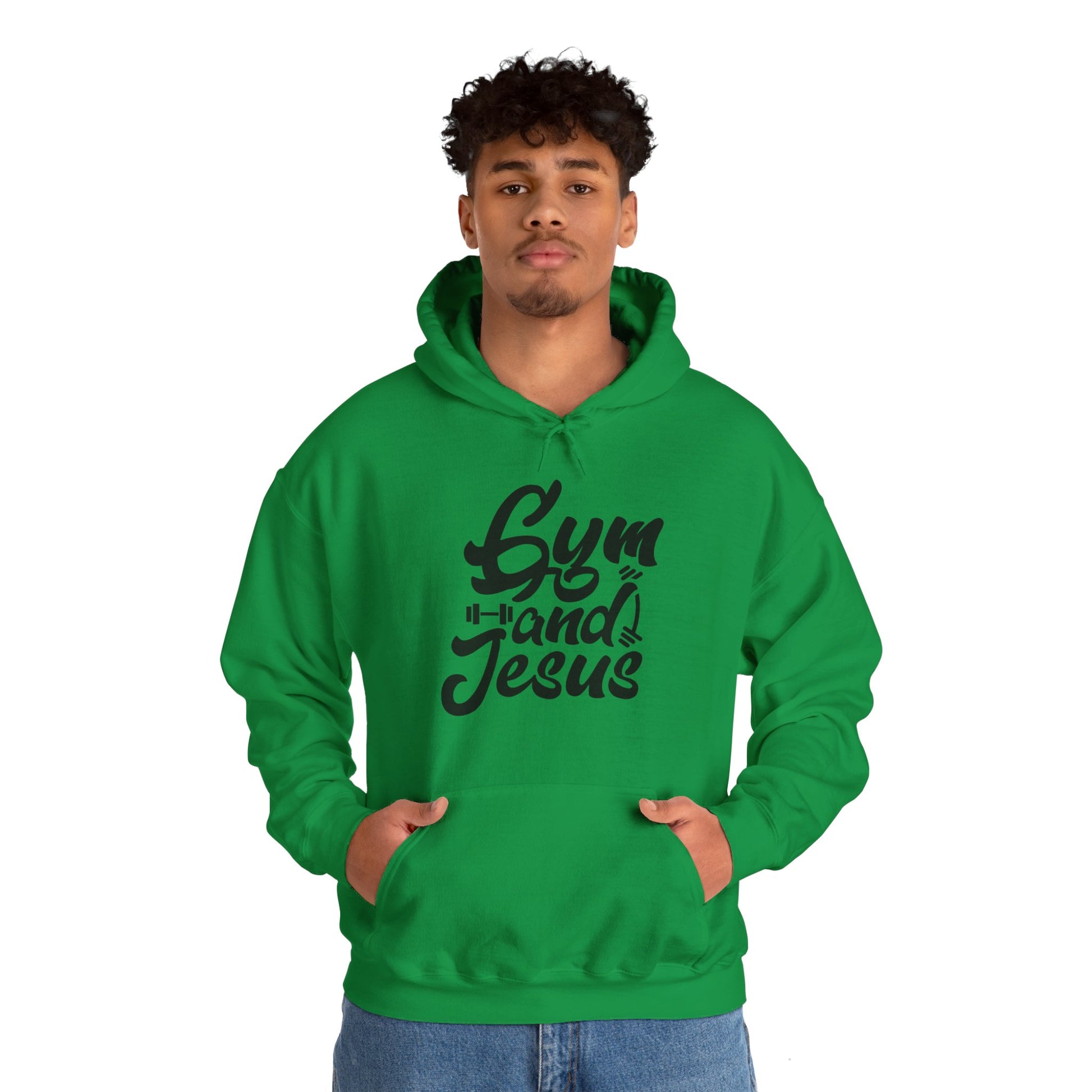 Gym and Jesus Men's Hoodie (Black Logo) - Sweet Baby Jeez Teez