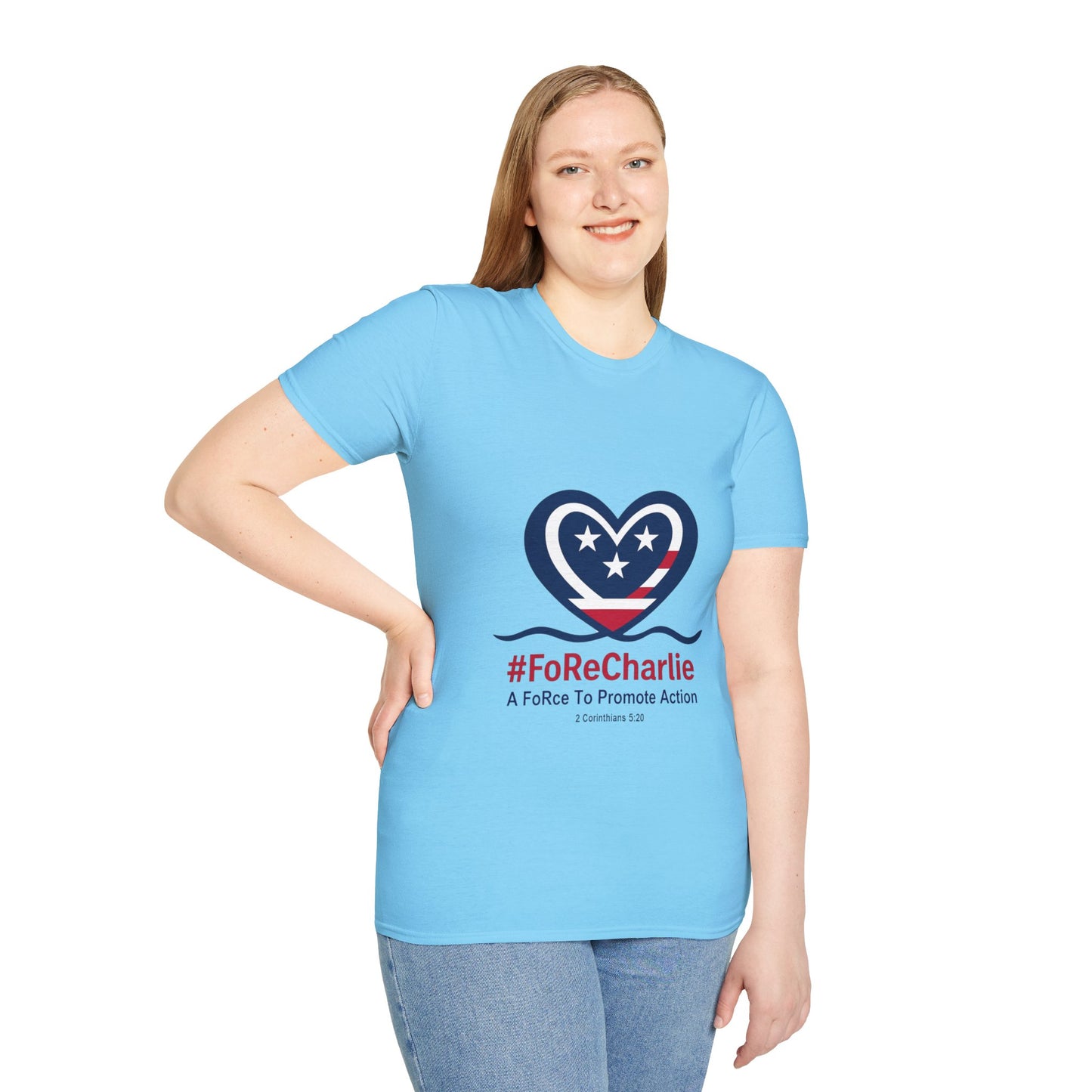 "FoRe Charlie" Ambassador Pageant Memorial Tshirt of Charlie Kirk (Heart Logo)