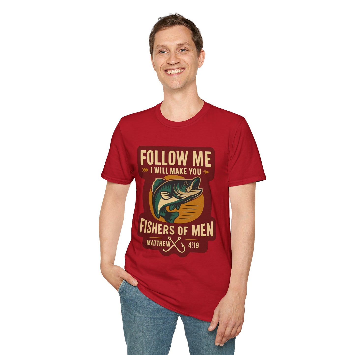 "Follow Me" Bible Verse Unisex Softstyle Tshirt