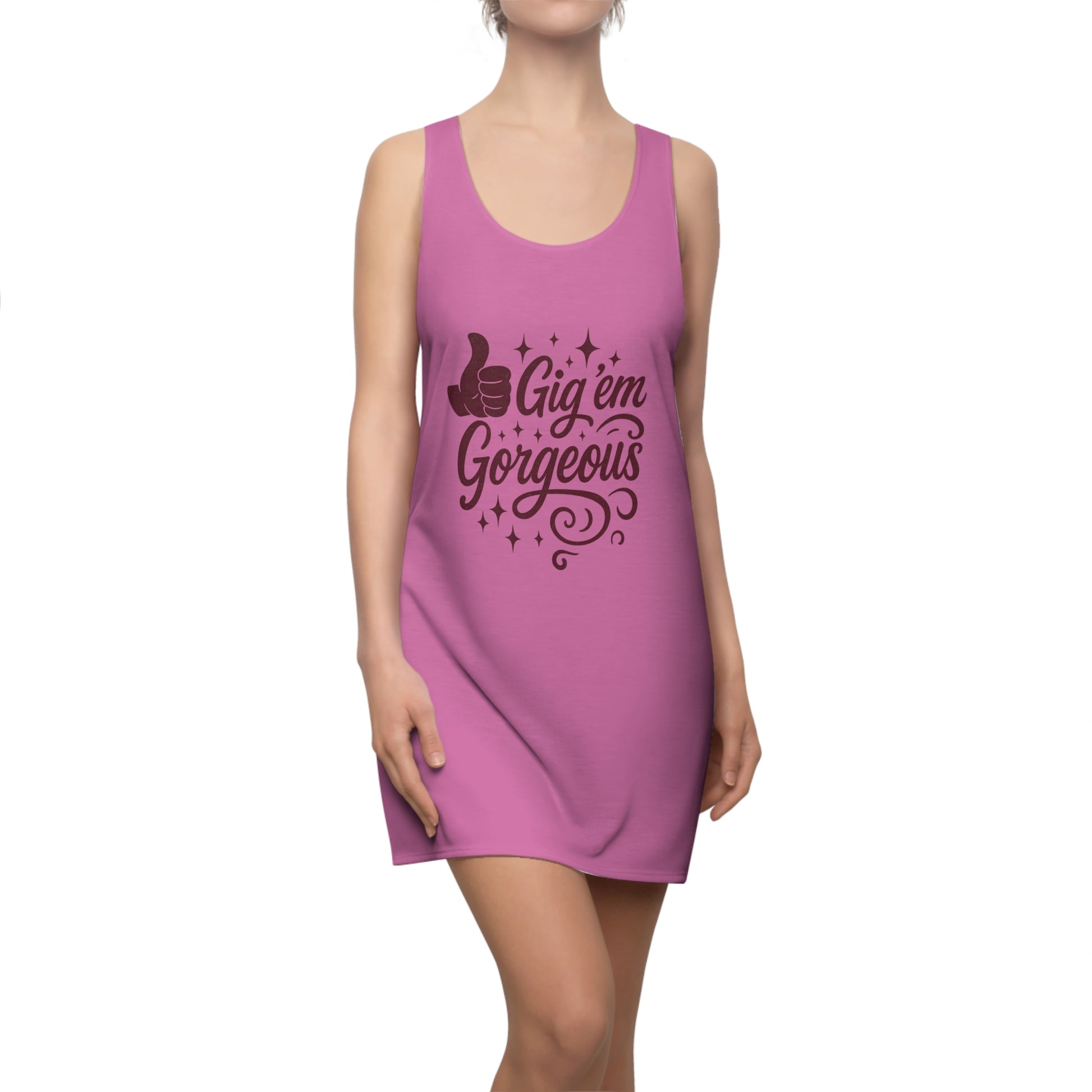 Gig 'em Gorgeous Racerback Dress (Pink) - Sweet Baby Jeez Teez