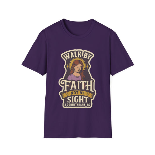"Walk by Faith" Bible Verse Christian Inspirational Soft Tshirt
