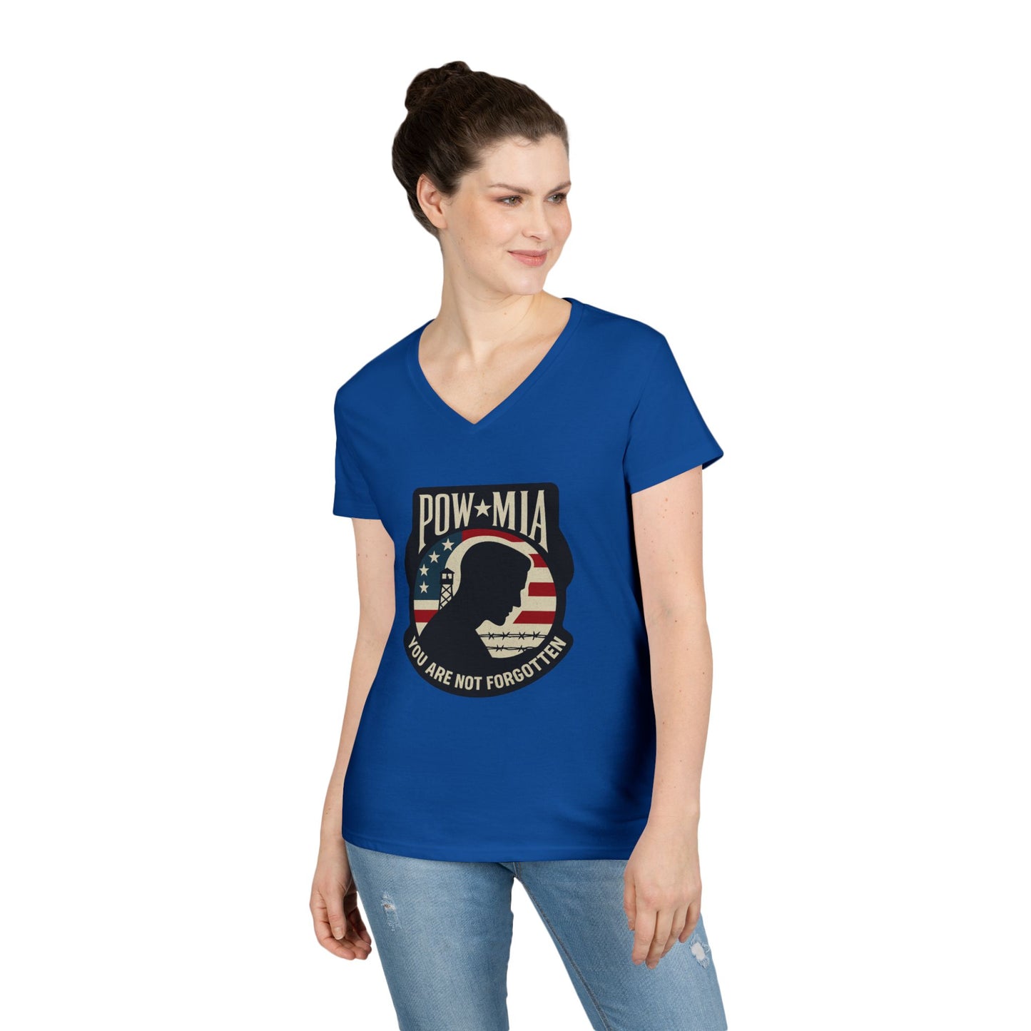 "POW MIA You are not Forgotten" Military Support Women's V-Neck T-Shirt