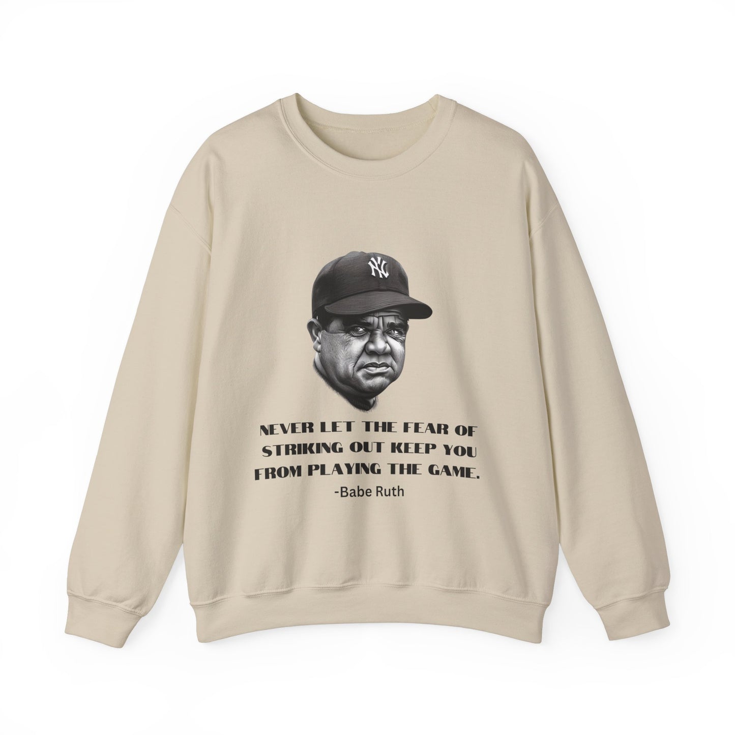 Strike Out Babe Ruth Men's Crewneck Sweatshirt (IW Grayscale Logo) - Sweet Baby Jeez Teez