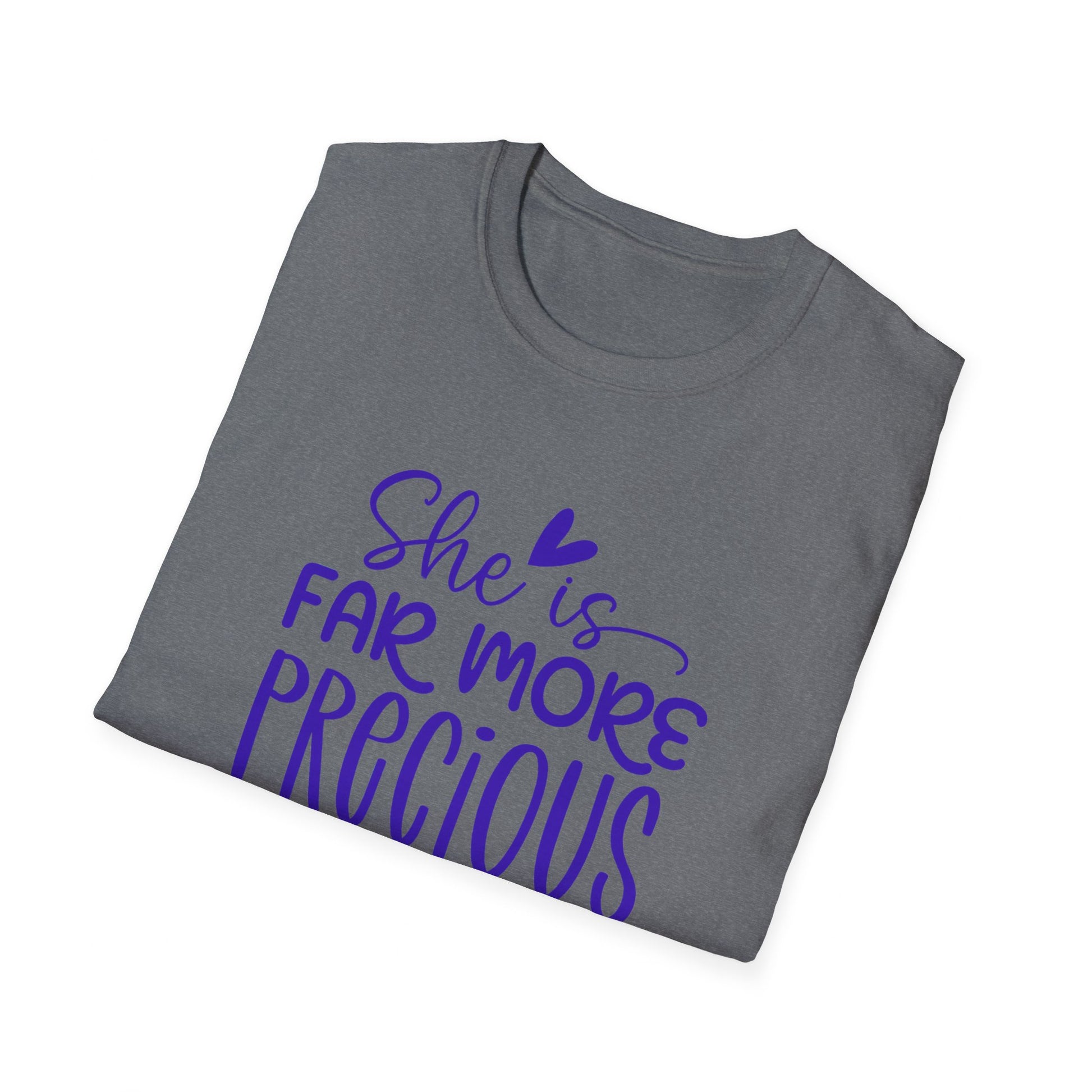 Far More Precious Women's Relaxed/Plus Tshirt (Cobalt Logo) - Sweet Baby Jeez Teez