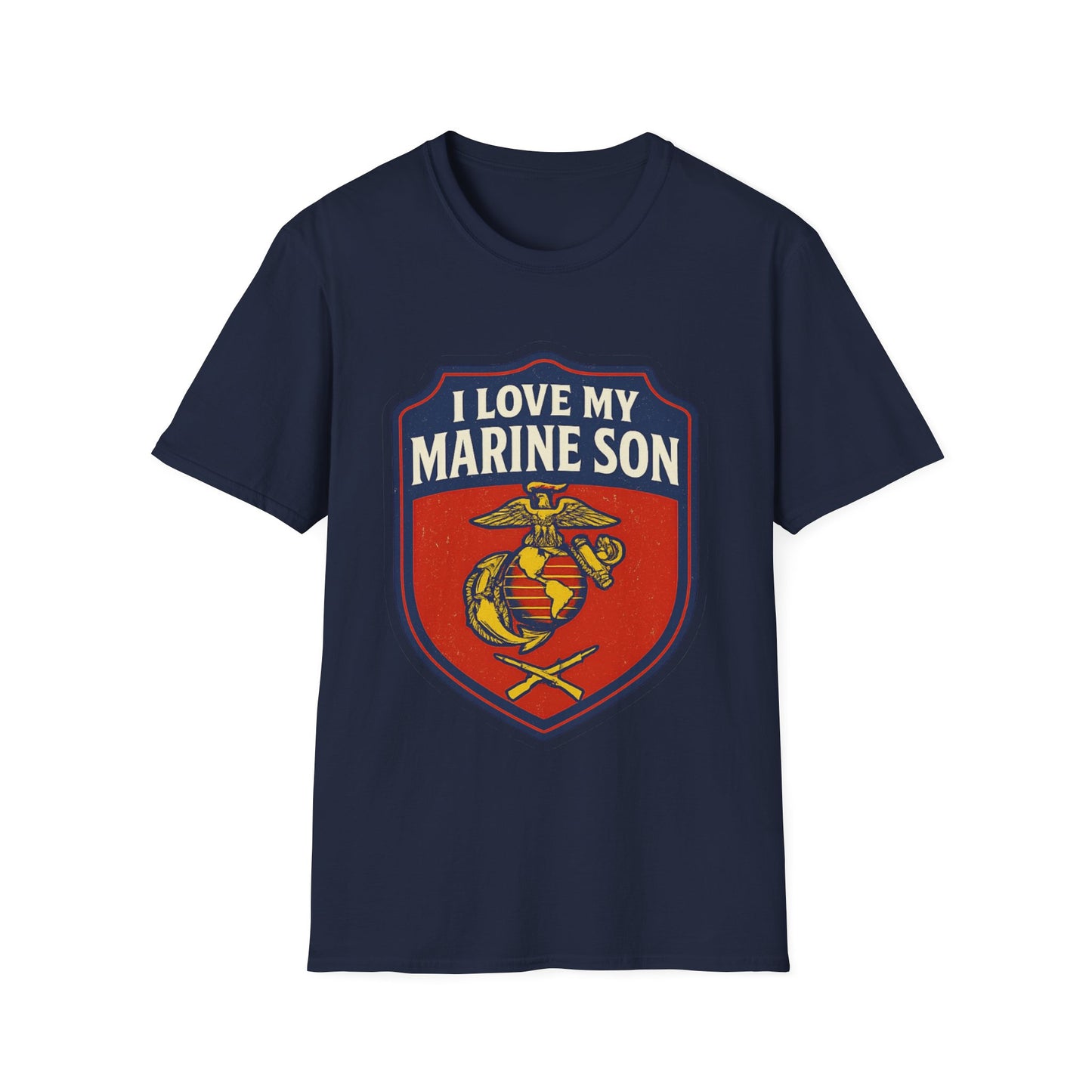 "I Love My Marine Son" Military Patriotic Softstyle Tshirt for Marine Parents