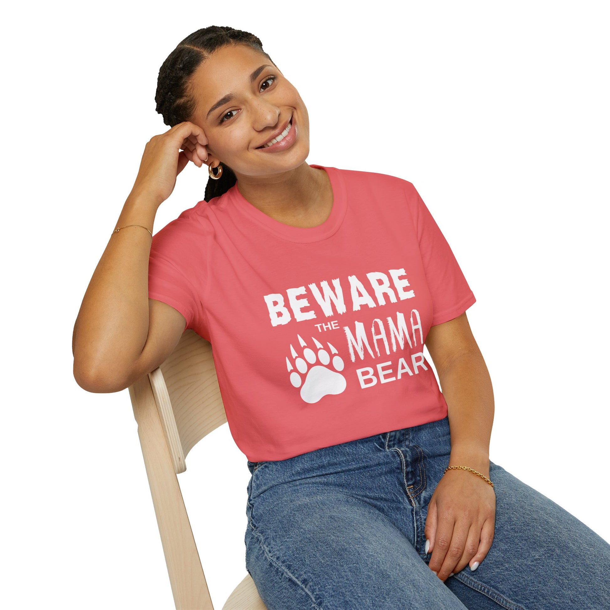 Mama Bear Women's Relaxed/Plus Tshirt (White Logo) - Sweet Baby Jeez Teez