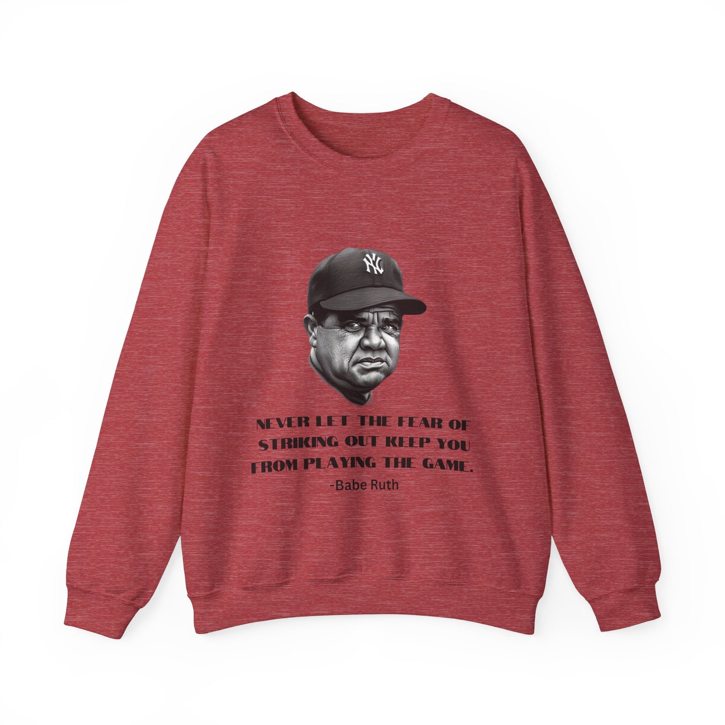Strike Out Babe Ruth Men's Crewneck Sweatshirt (IW Grayscale Logo) - Sweet Baby Jeez Teez