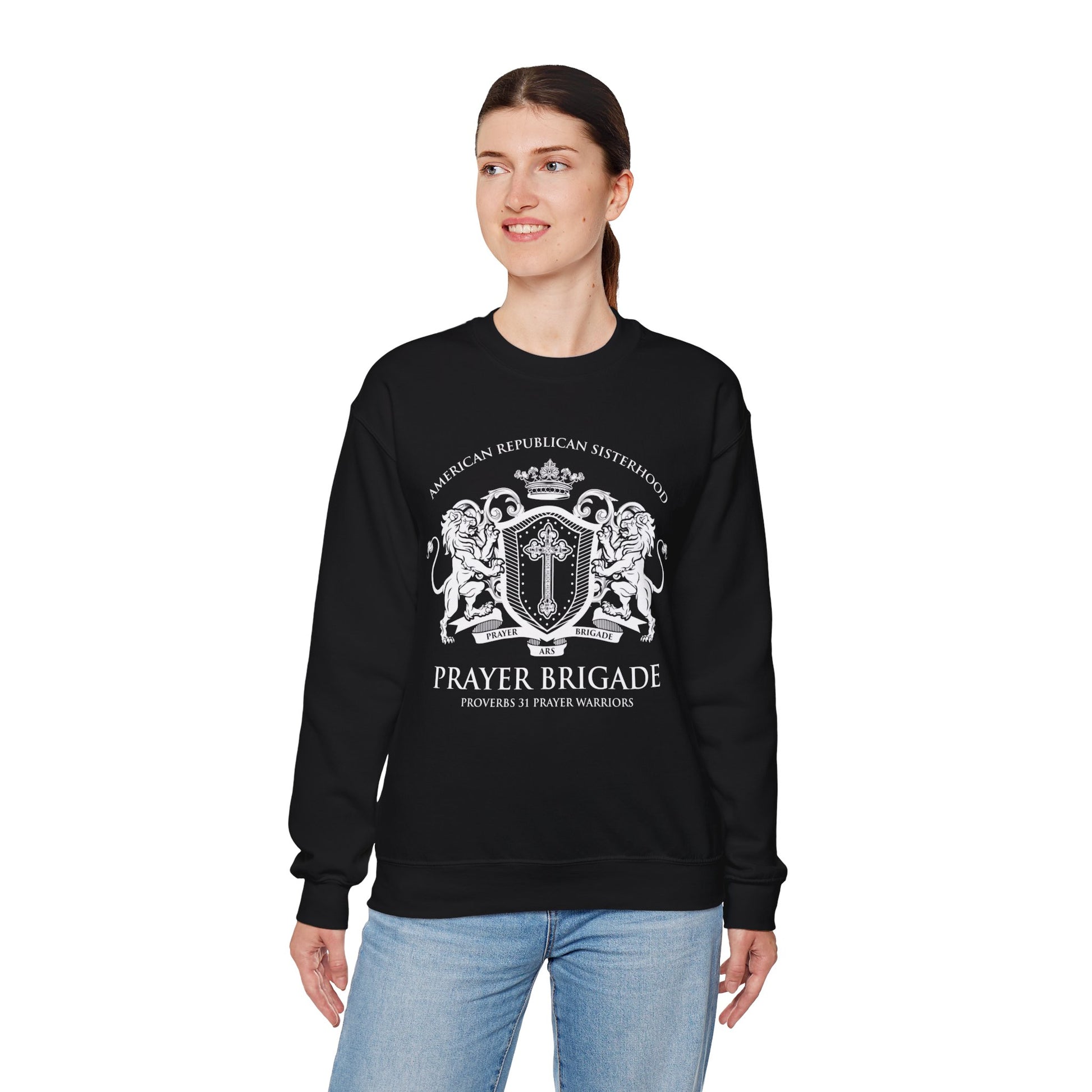 ARS Prayer Brigade UNISEX Sweatshirt (White Logo) - Sweet Baby Jeez Teez