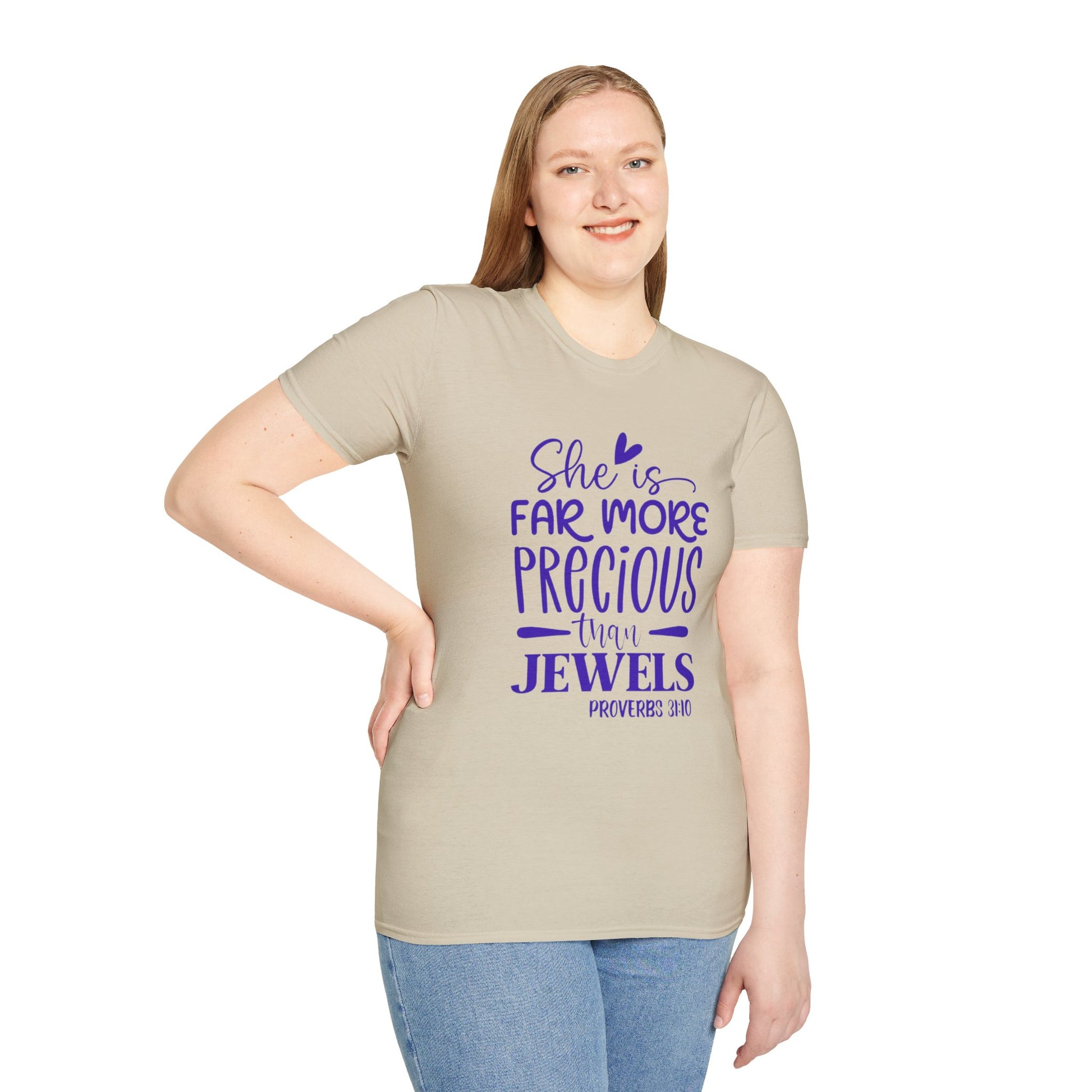 Far More Precious Women's Relaxed/Plus Tshirt (Cobalt Logo) - Sweet Baby Jeez Teez