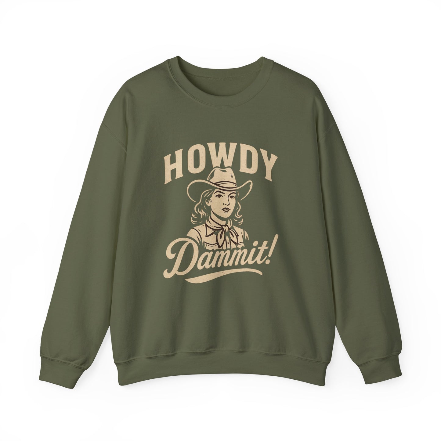 Howdy Dammit! Aggie Texas Cowgirl Unisex Cozy Sweatshirt (Gold Logo)