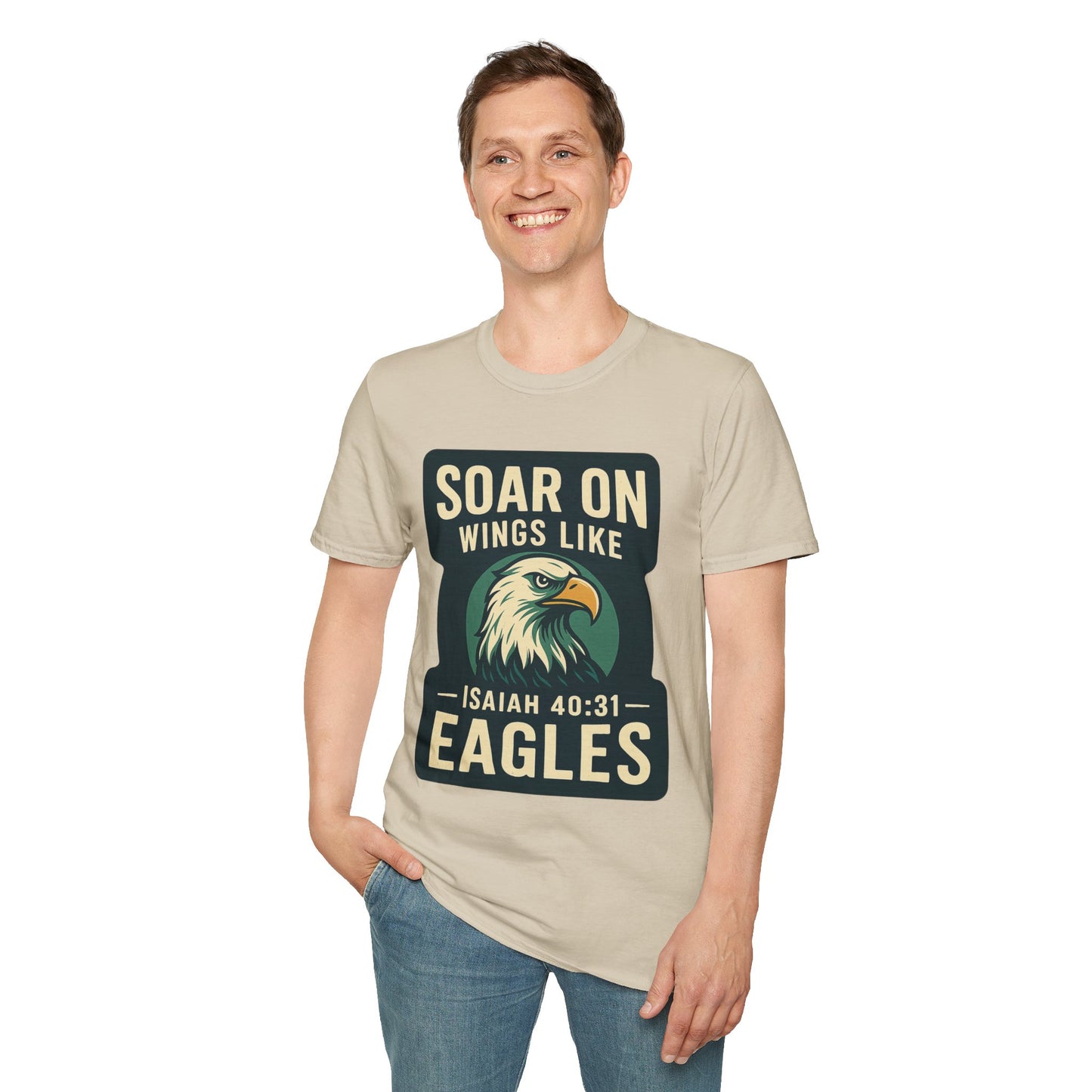 "Isiah 40:31" Soar on Wings Bible Verse Softstyle Tshirt