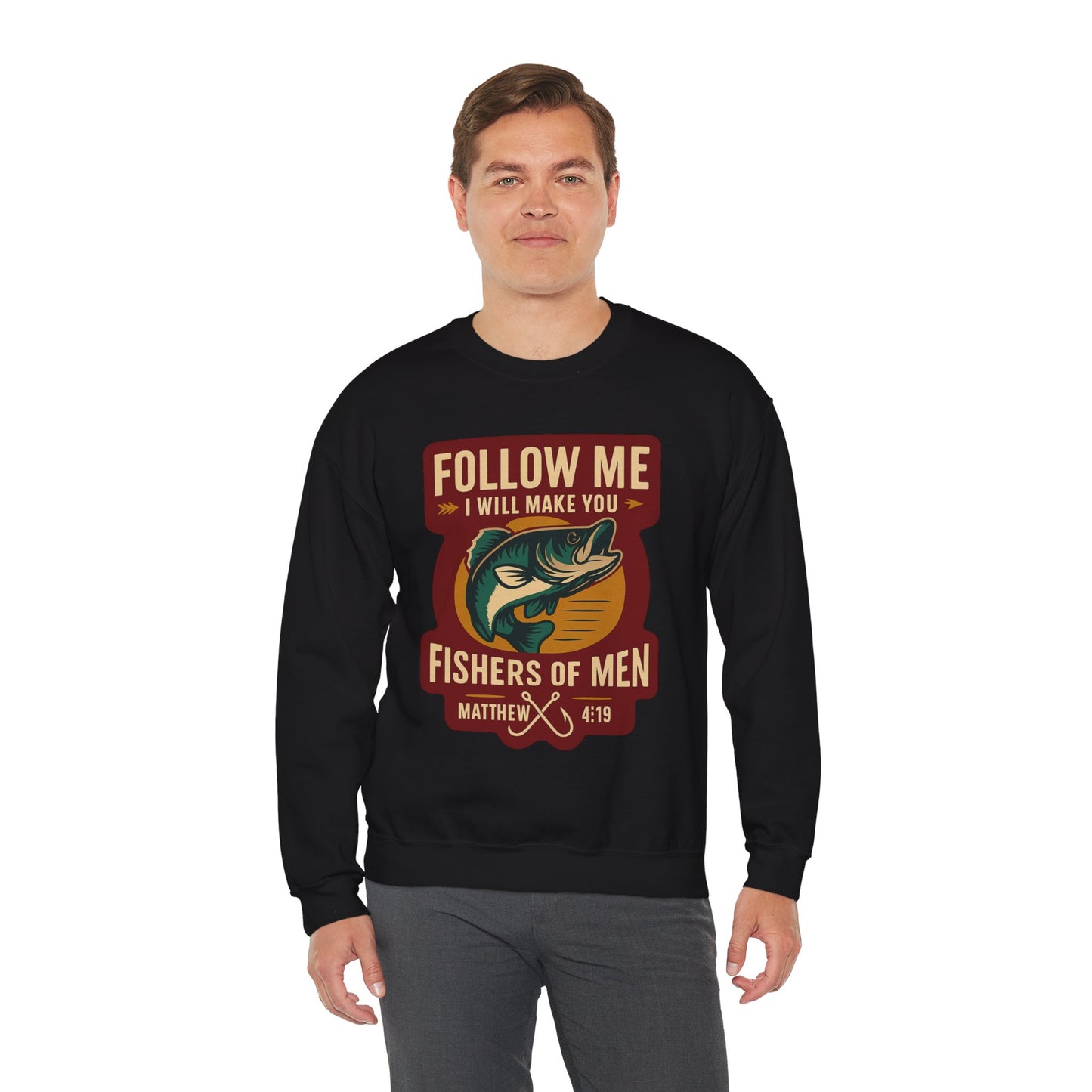 "Follow Me" Fisherman Bible Verse Crewneck Sweatshirt