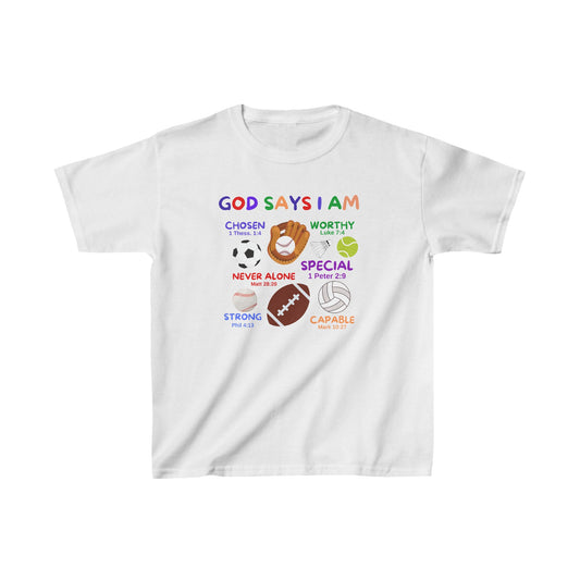 God Says I am Boys Tshirt (Sports Logo) - Sweet Baby Jeez Teez