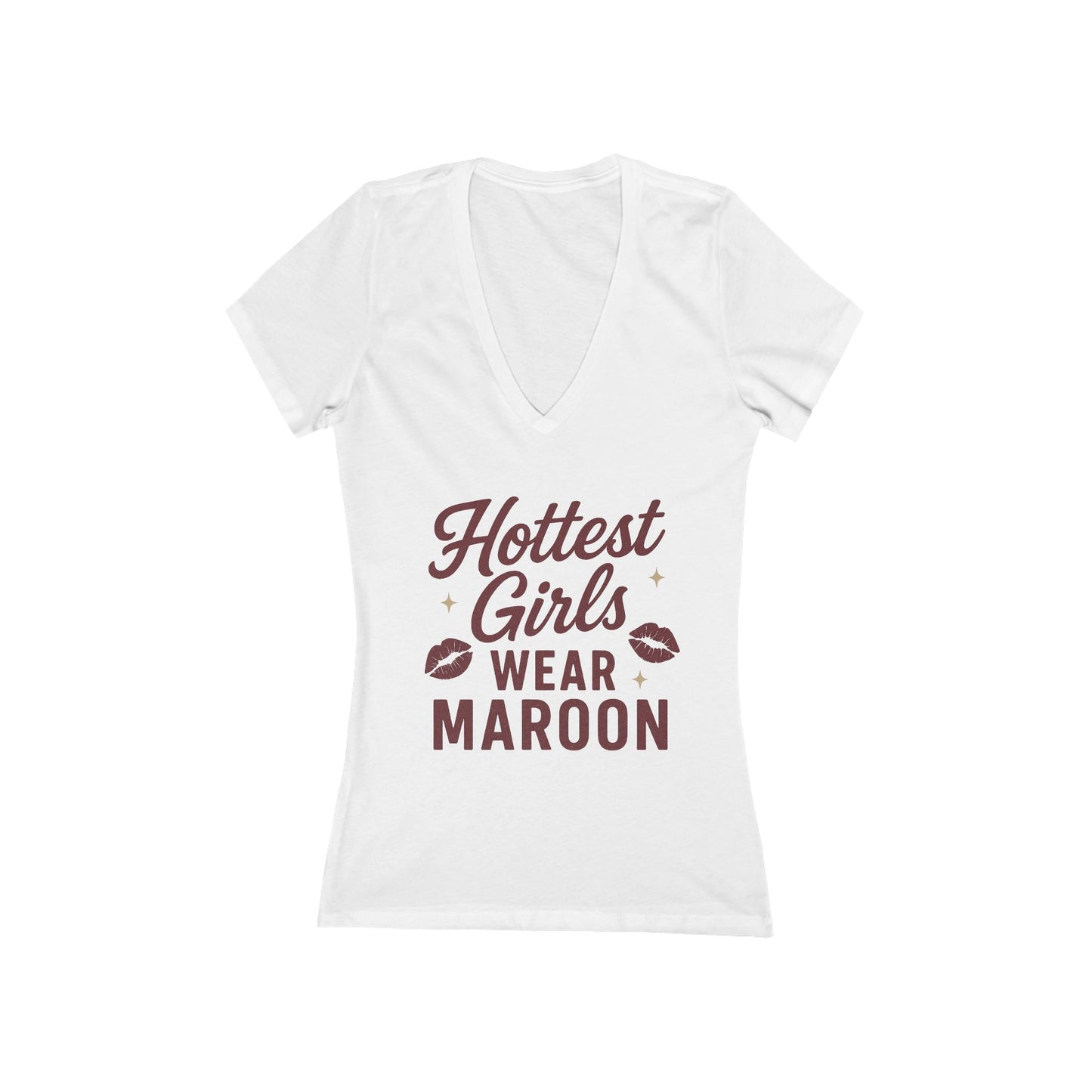 "Hottest Girls Wear Maroon" Women's Deep V-Neck - Sweet Baby Jeez Teez
