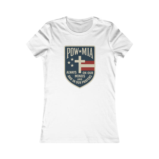 "POW-MIA Thoughts & Prayers" Veteran's Tribute Military Support Fitted Tshirt