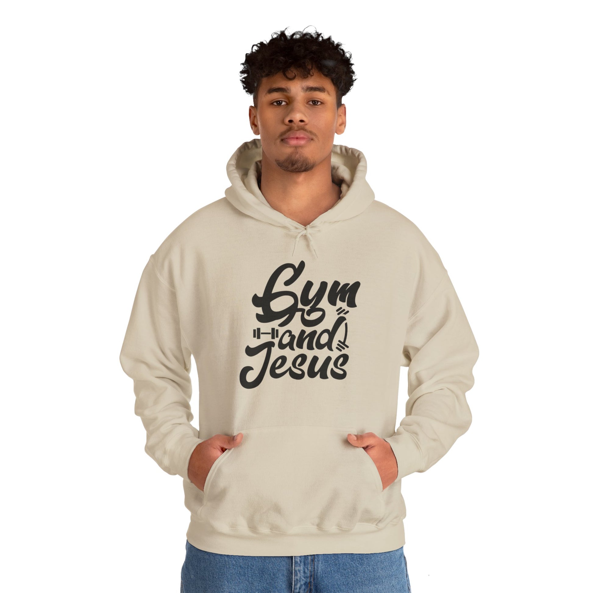 Gym and Jesus Men's Hoodie (Black Logo) - Sweet Baby Jeez Teez