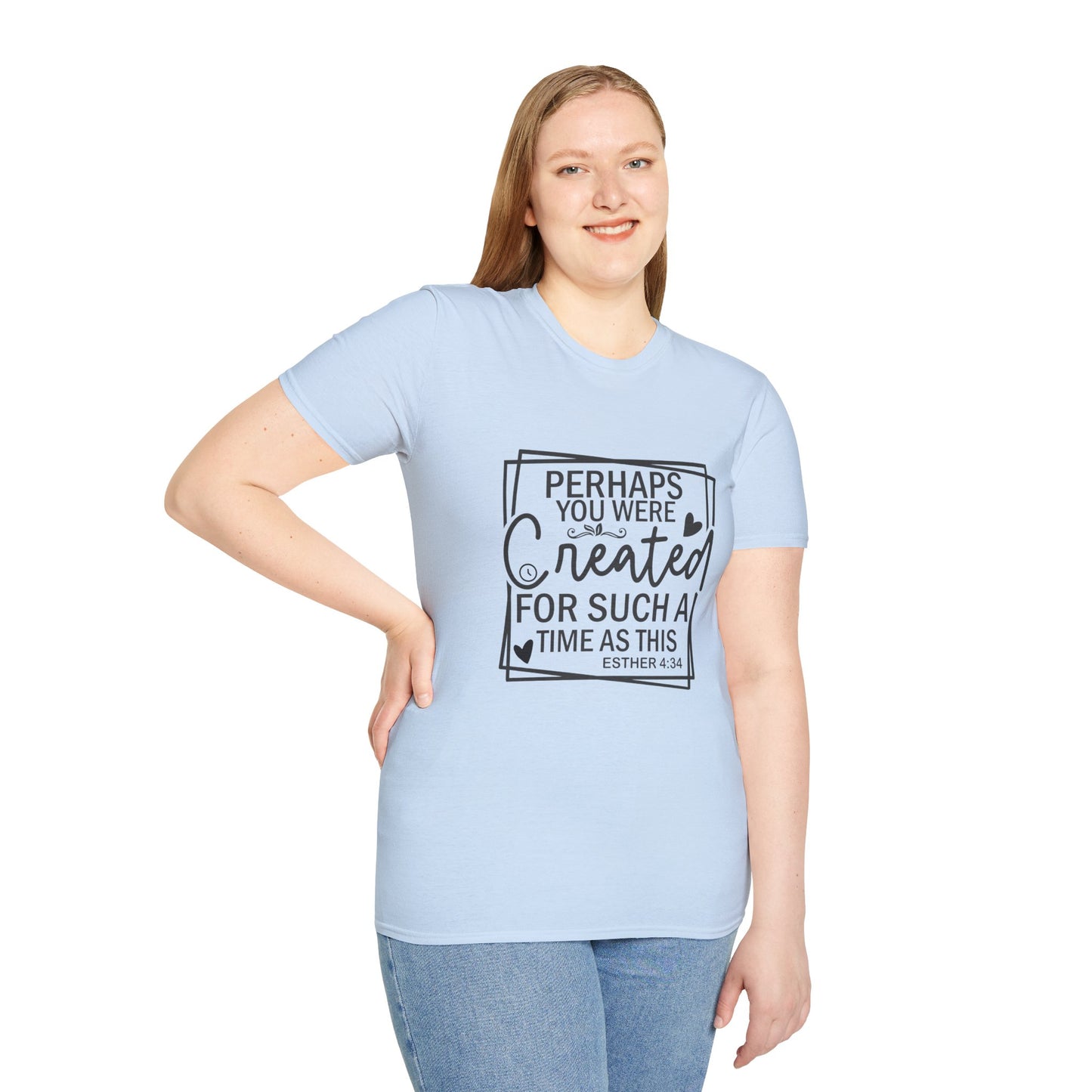 Esther 4:14 Women's Relaxed Softstyle Tshirt (Black Logo) - Sweet Baby Jeez Teez