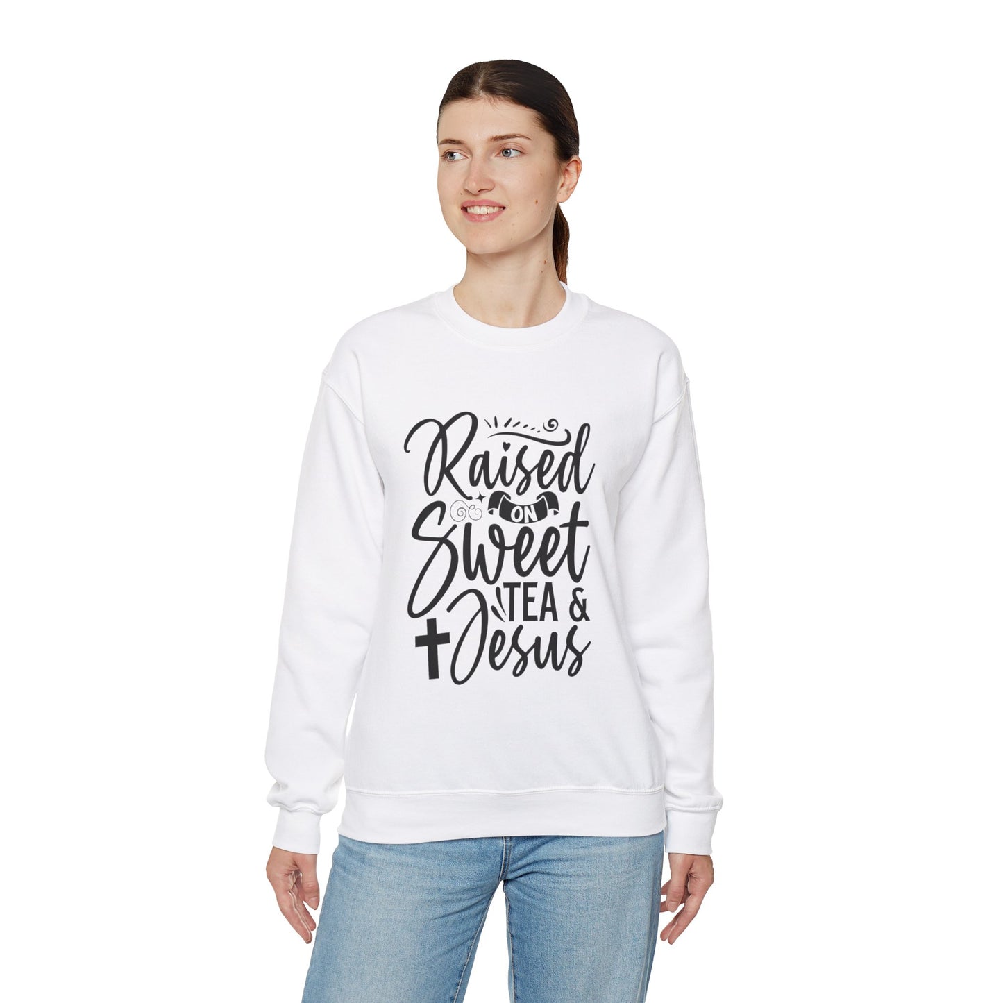 Sweet Tea and Jesus Women's Relaxed Sweatshirt (Black Logo) - Sweet Baby Jeez Teez