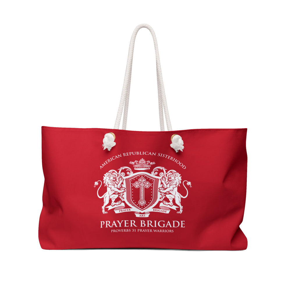 ARS Prayer Brigade Weekender Bag (Dark Red with White Logo)