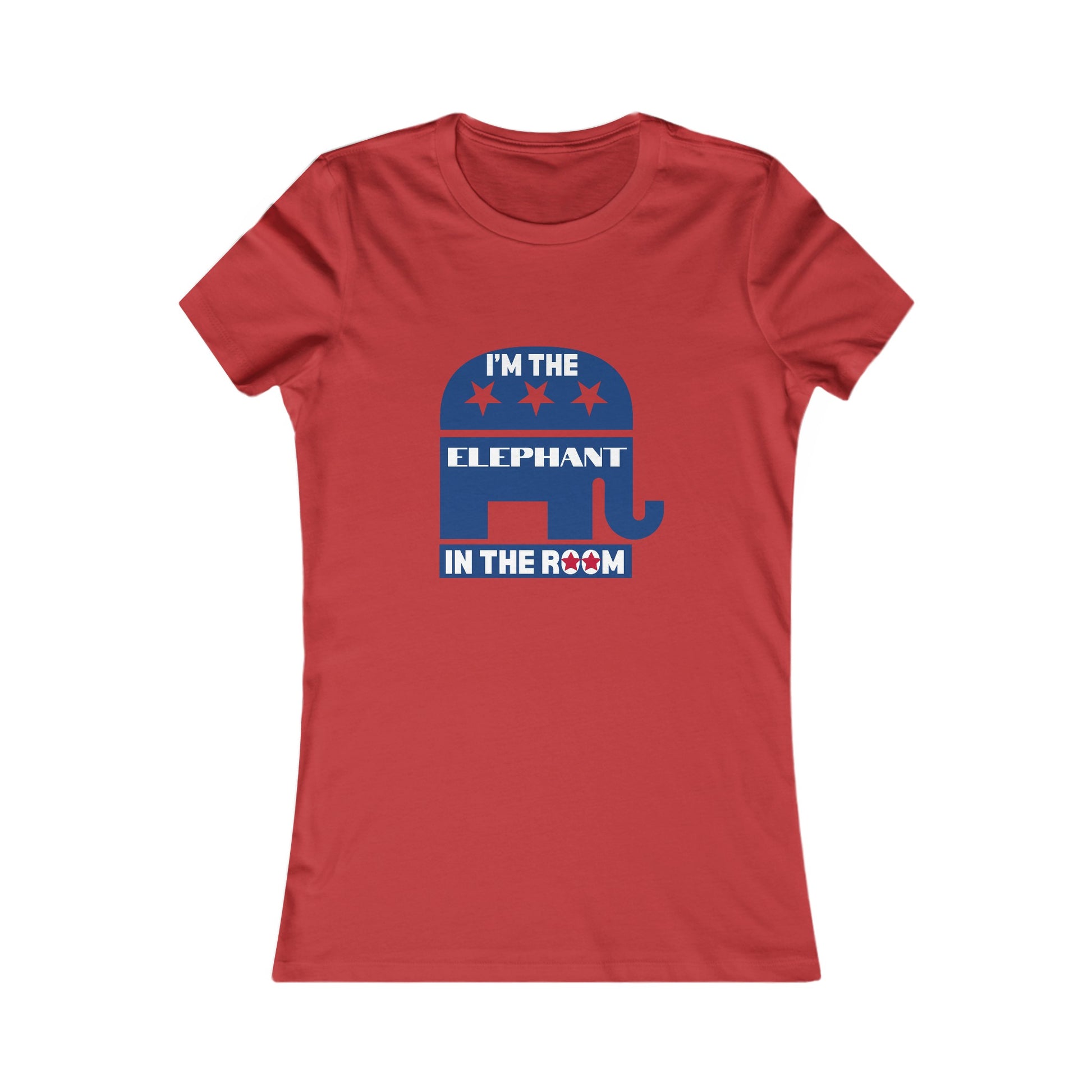 Elephant in the Room Women's Fitted Tshirt Red - Sweet Baby Jeez Teez