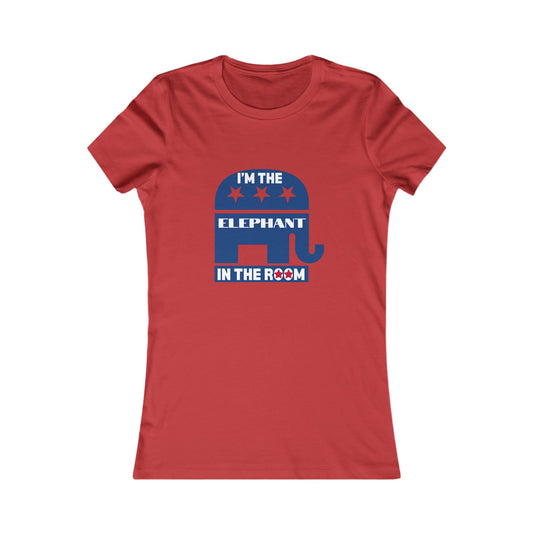 Elephant in the Room Women's Fitted Tshirt Red - Sweet Baby Jeez Teez