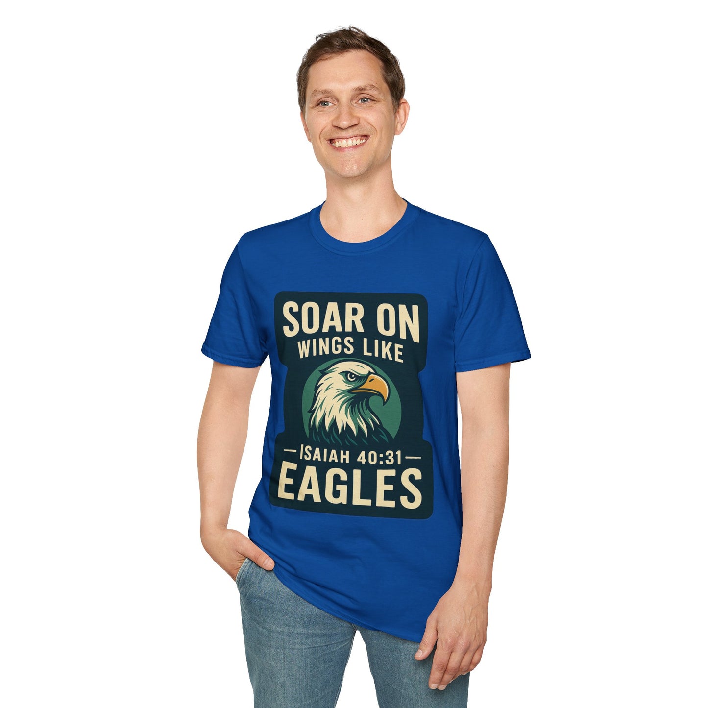 "Isiah 40:31" Soar on Wings Bible Verse Softstyle Tshirt
